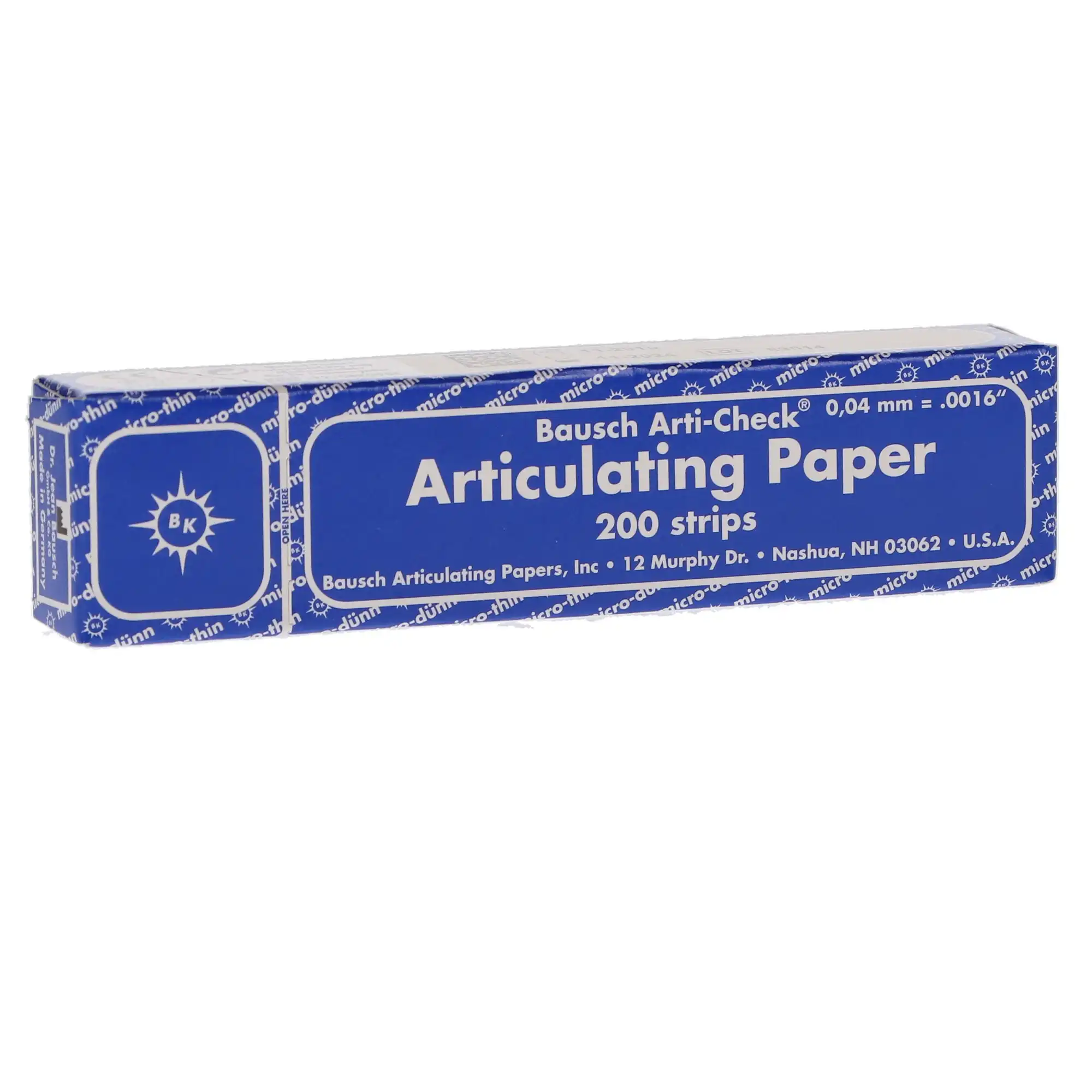 Bausch Arti-Check Micro-Thin Articulating Paper Strips, Straight Booklets, 104 x 20 mm, 40 Microns, Blue, 200/Pk, BK-09 thumbnail 5
