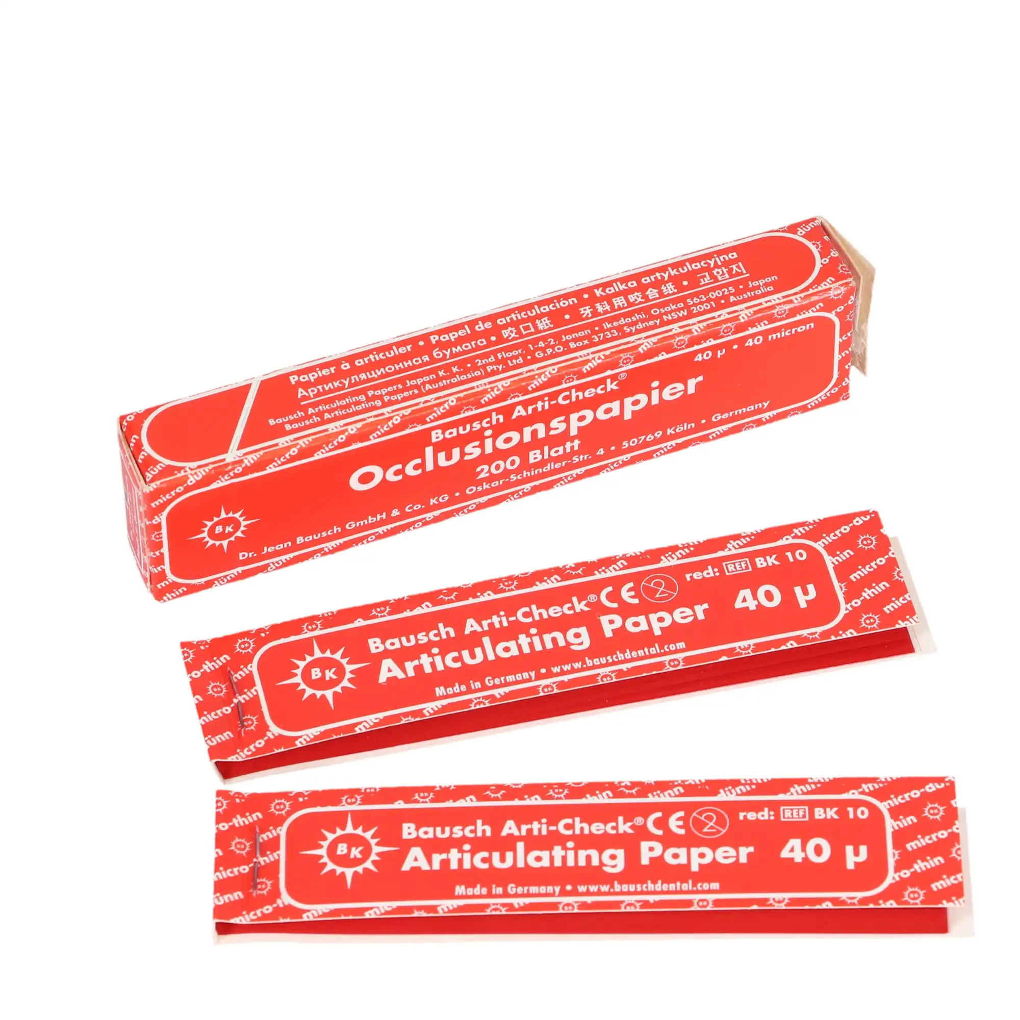 Bausch Arti-Check Articulating Paper Strips, Straight Booklets, 104 x 20 mm, 40 Microns, Red, 200/Pk, BK-10 thumbnail 7