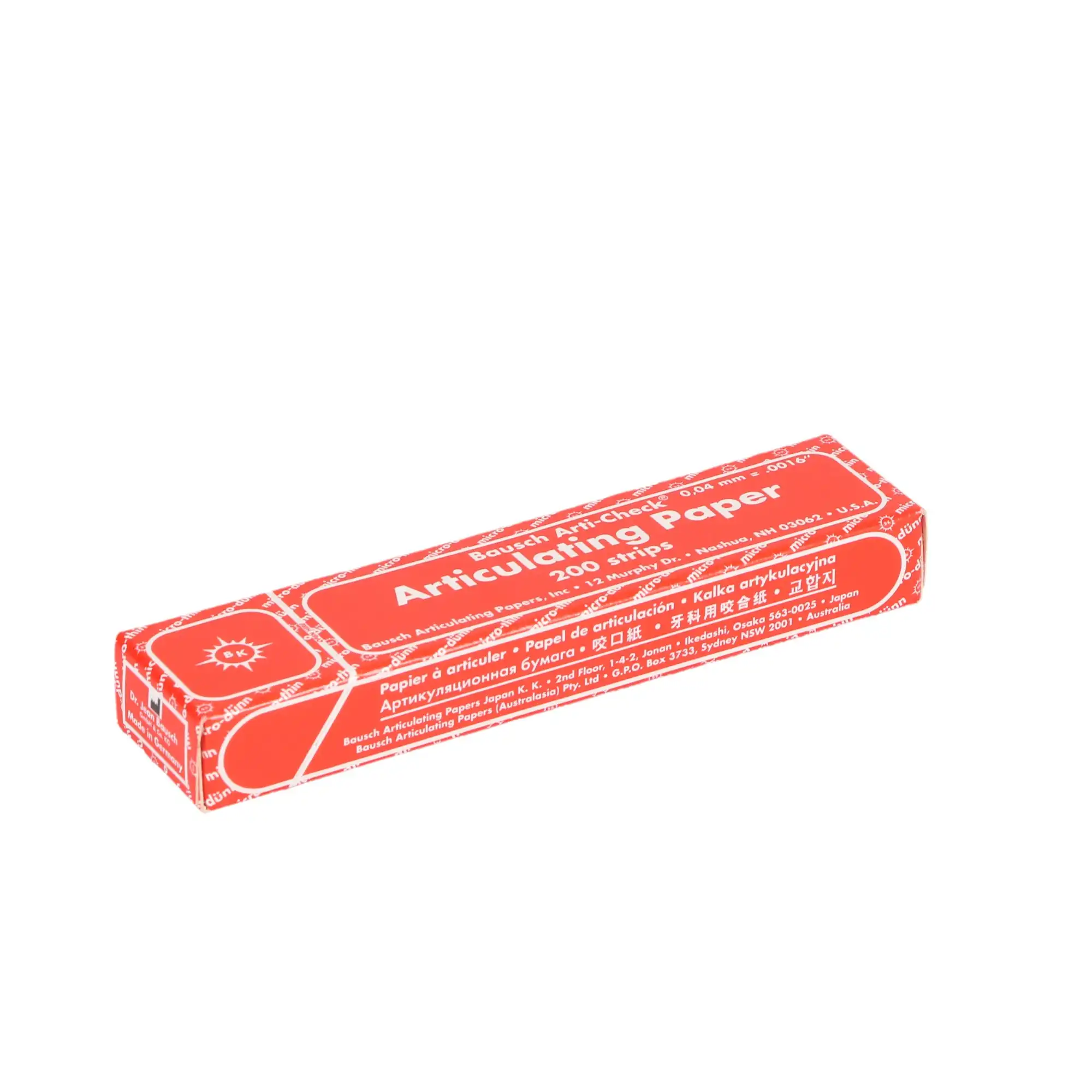 Bausch Arti-Check Articulating Paper Strips, Straight Booklets, 104 x 20 mm, 40 Microns, Red, 200/Pk, BK-10 thumbnail 10