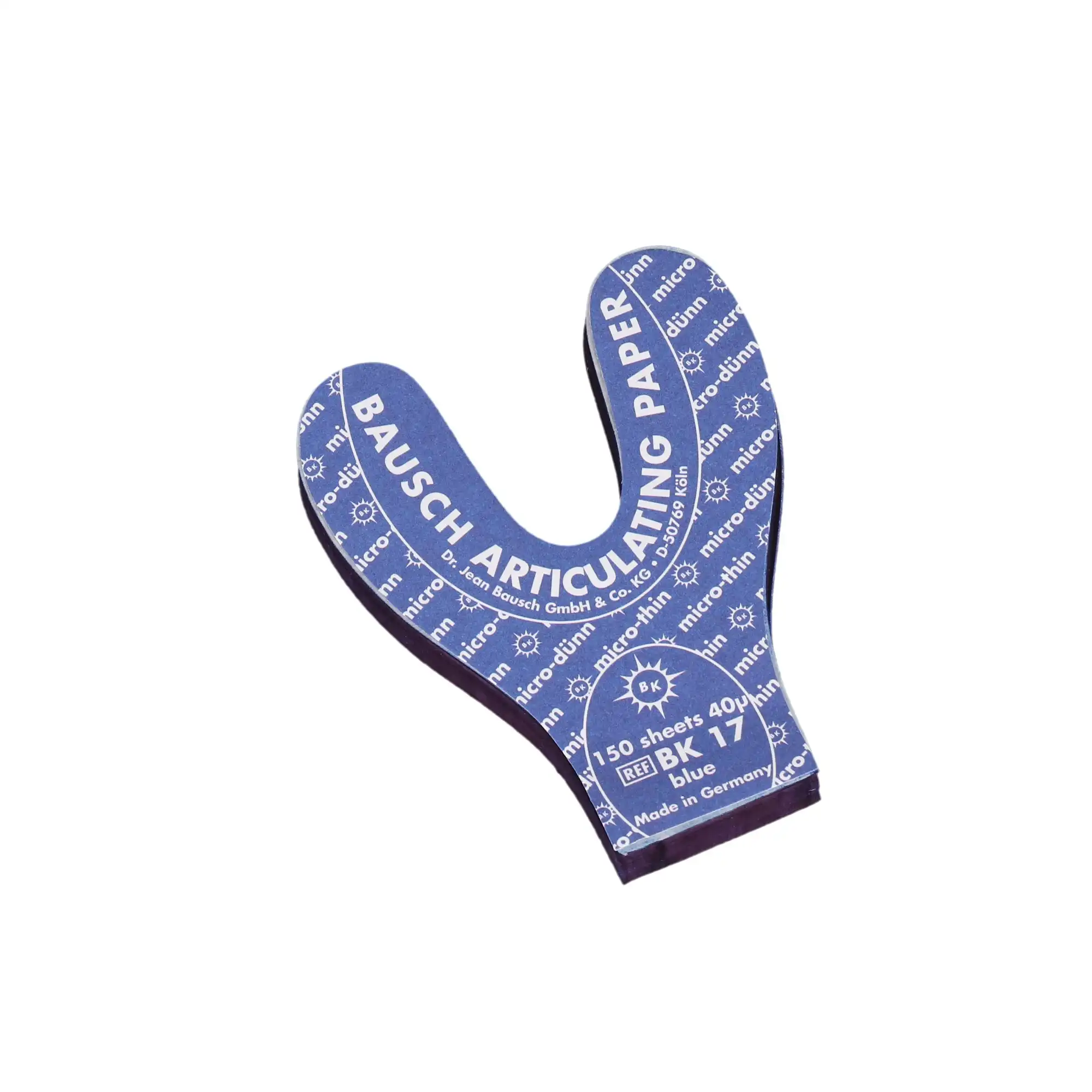 Bausch Arti-Check Micro-Thin Articulating Paper, Horseshoe, 40 Microns, Blue, 150/Pk, BK-17 thumbnail 2