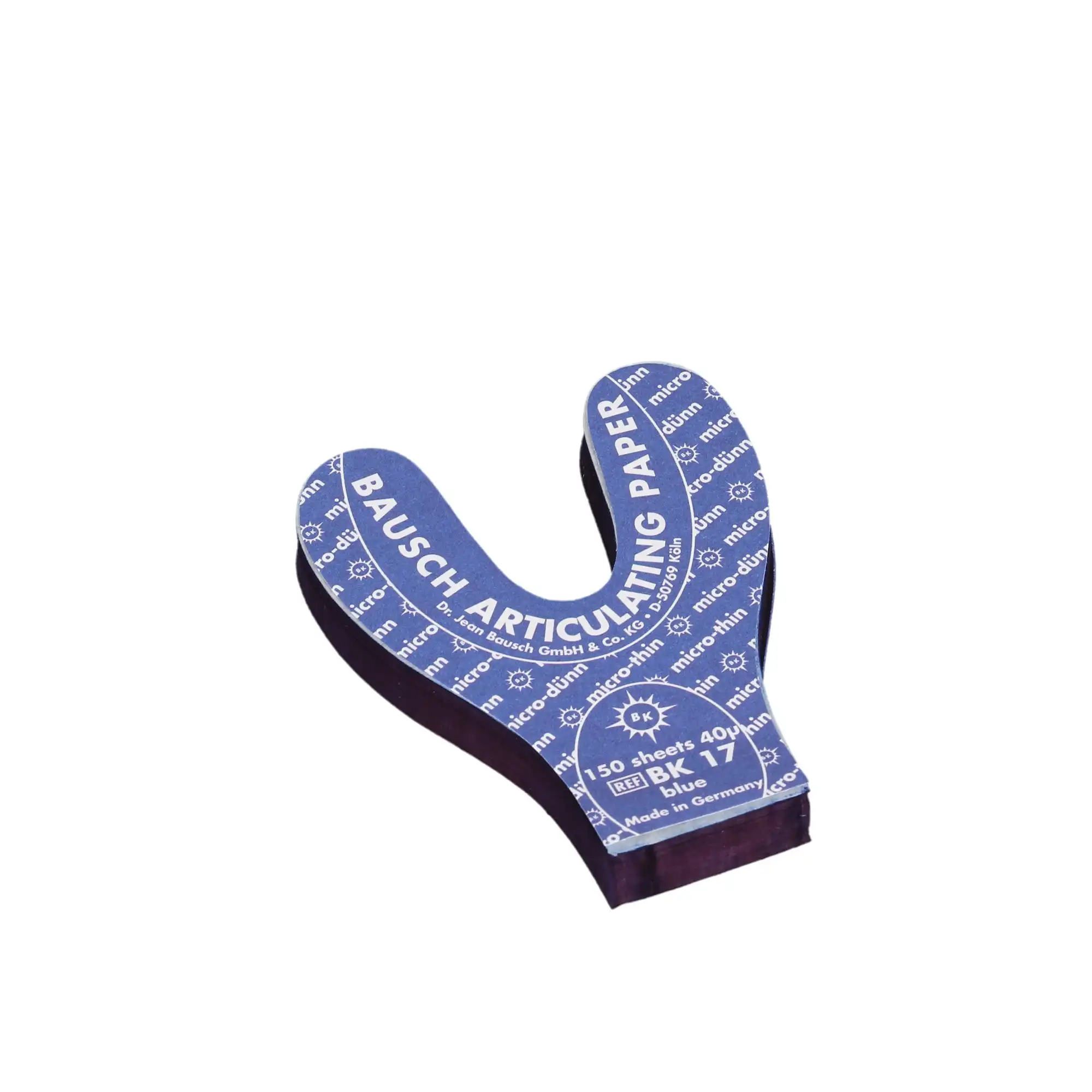 Bausch Arti-Check Micro-Thin Articulating Paper, Horseshoe, 40 Microns, Blue, 150/Pk, BK-17 thumbnail 3
