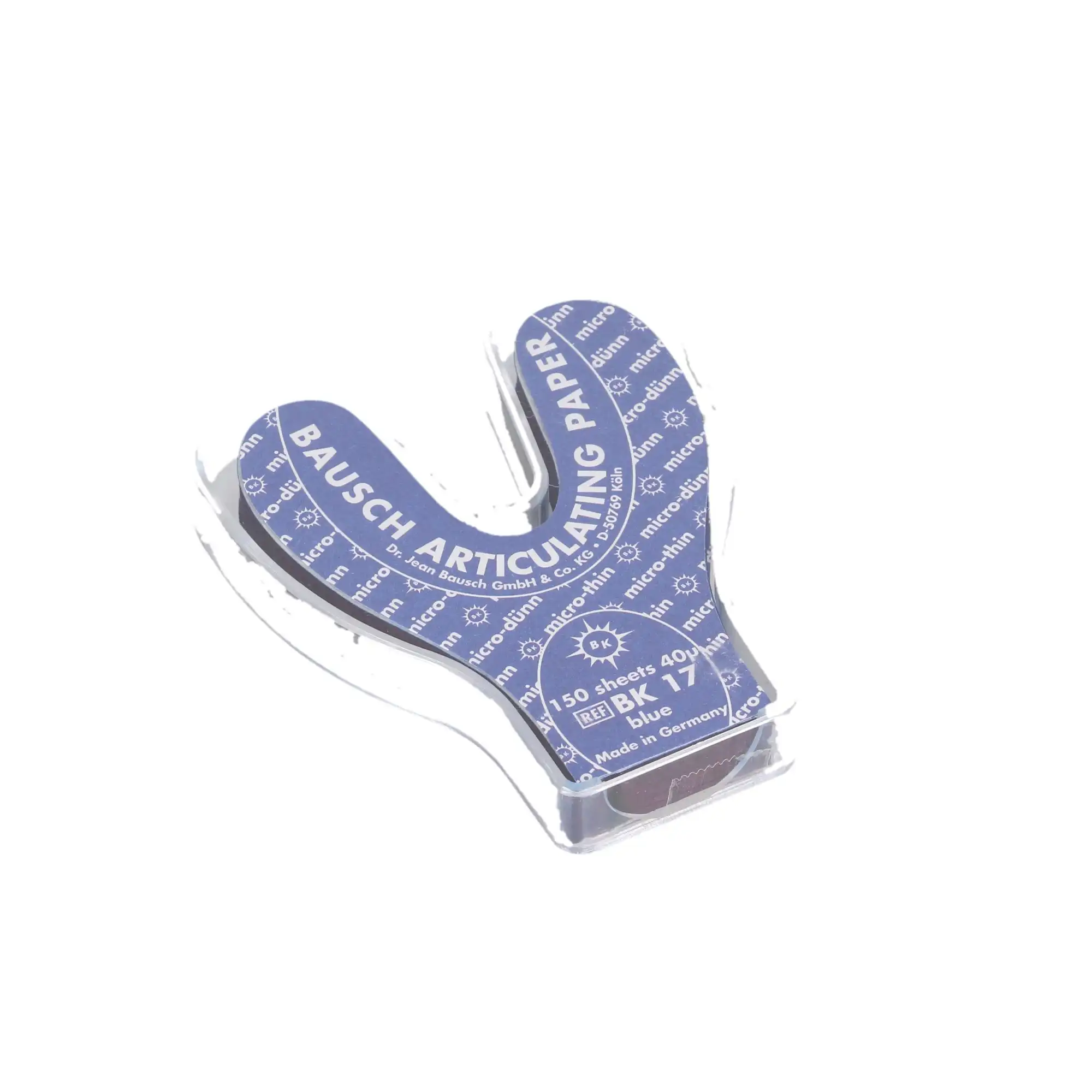 Bausch Arti-Check Micro-Thin Articulating Paper, Horseshoe, 40 Microns, Blue, 150/Pk, BK-17 thumbnail 4