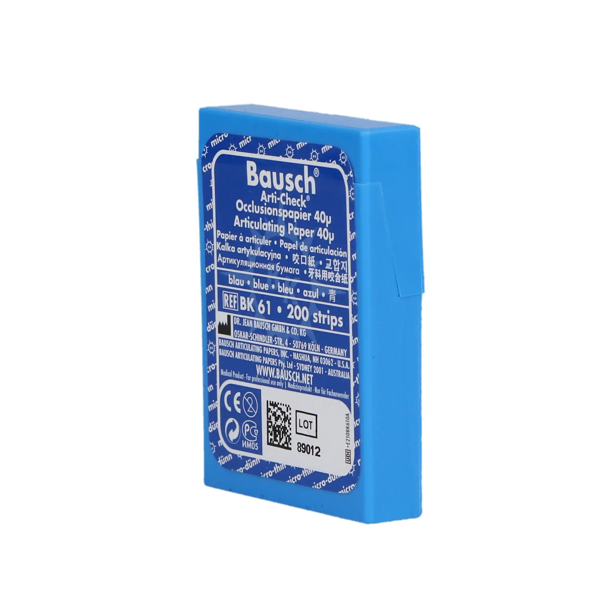 Bausch Arti-Check Micro-Thin Articulating Paper, 40 Microns, Blue, Pre-Cut Strips, 200/Pk, BK-61 thumbnail 2