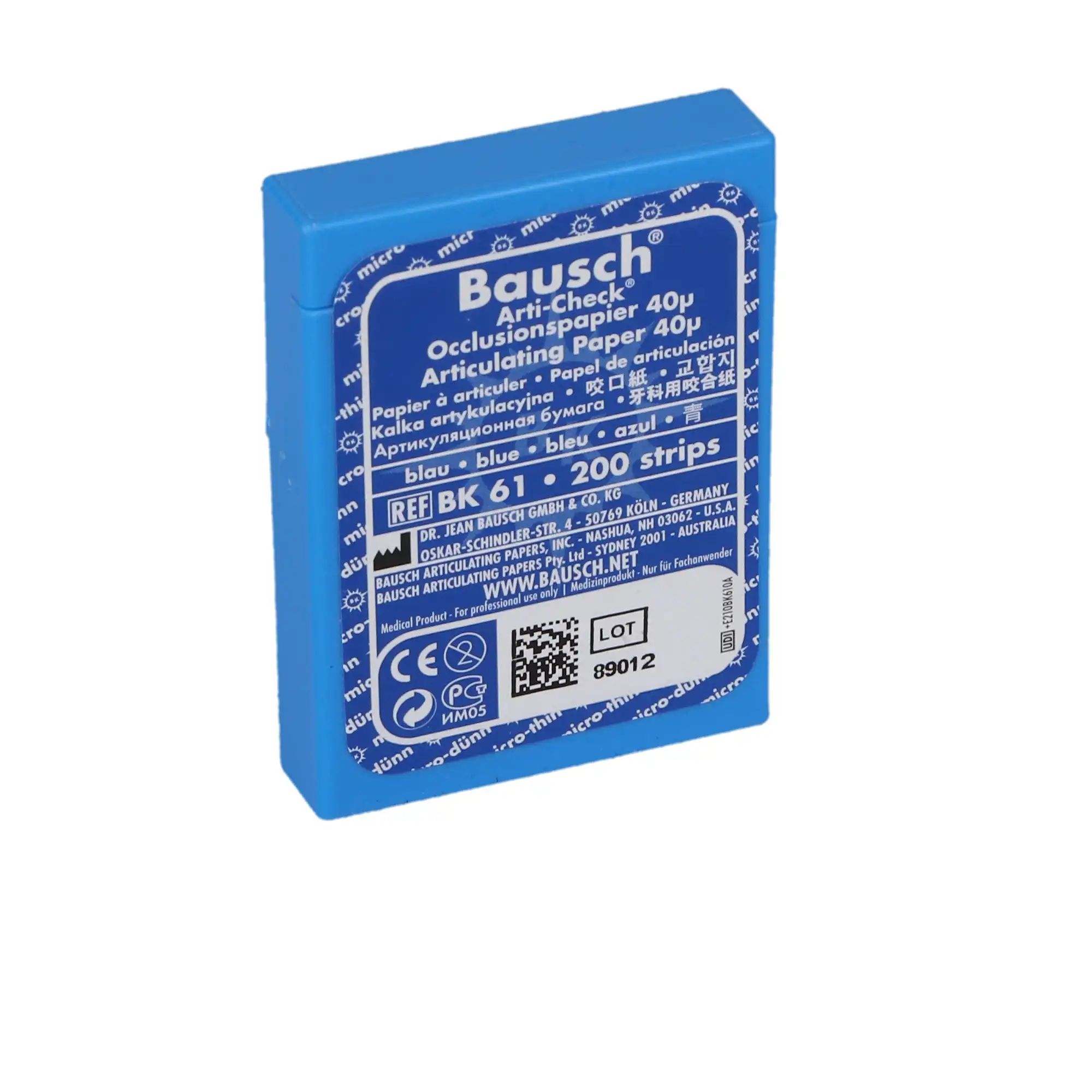 Bausch Arti-Check Micro-Thin Articulating Paper, 40 Microns, Blue, Pre-Cut Strips, 200/Pk, BK-61 thumbnail 5