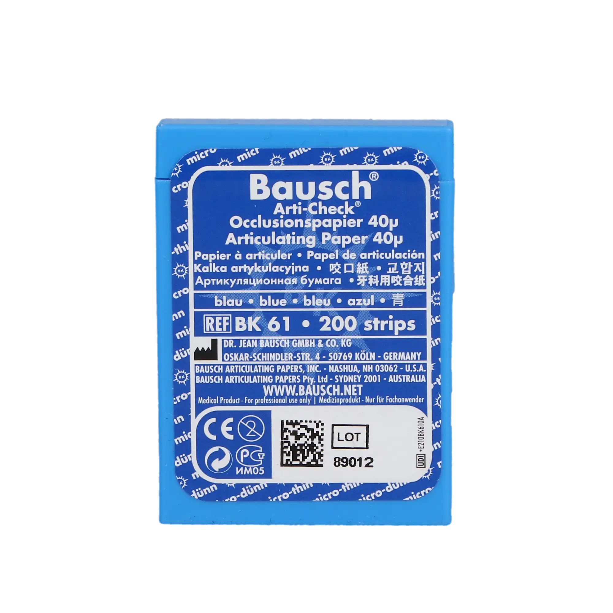 Bausch Arti-Check Micro-Thin Articulating Paper, 40 Microns, Blue, Pre-Cut Strips, 200/Pk, BK-61 thumbnail 6