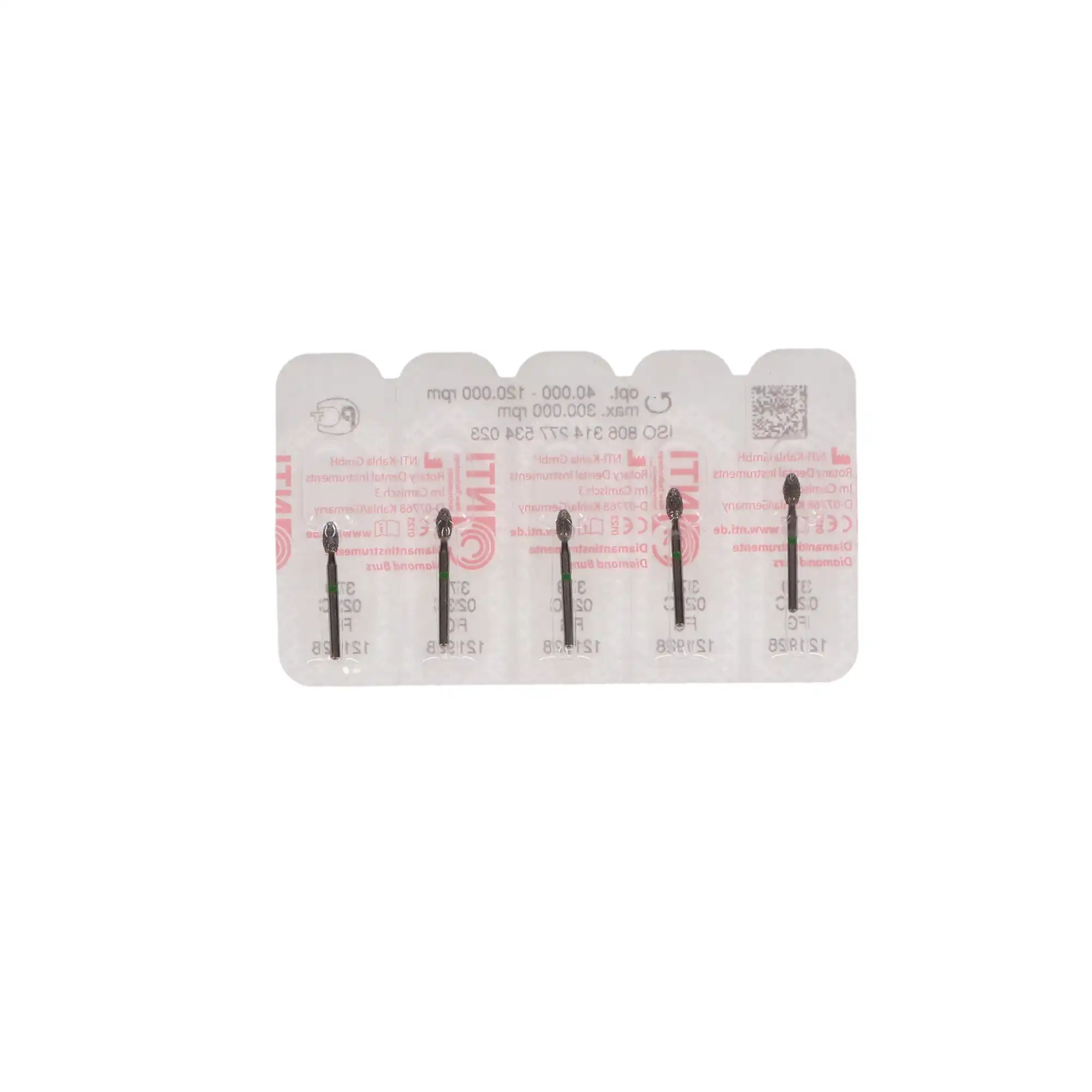 NTI Diamond Bur, FG, Football, #379-023, 2.3 mm, Coarse, Green, 5/Pk, C379-023 thumbnail 5