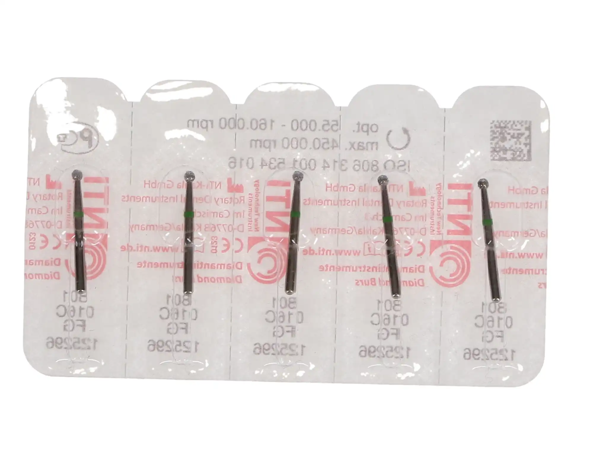 NTI Diamond Bur, FG, Round, #801-016 / C801-016, 1.6 mm, Coarse, Green, 5/Pk thumbnail 5