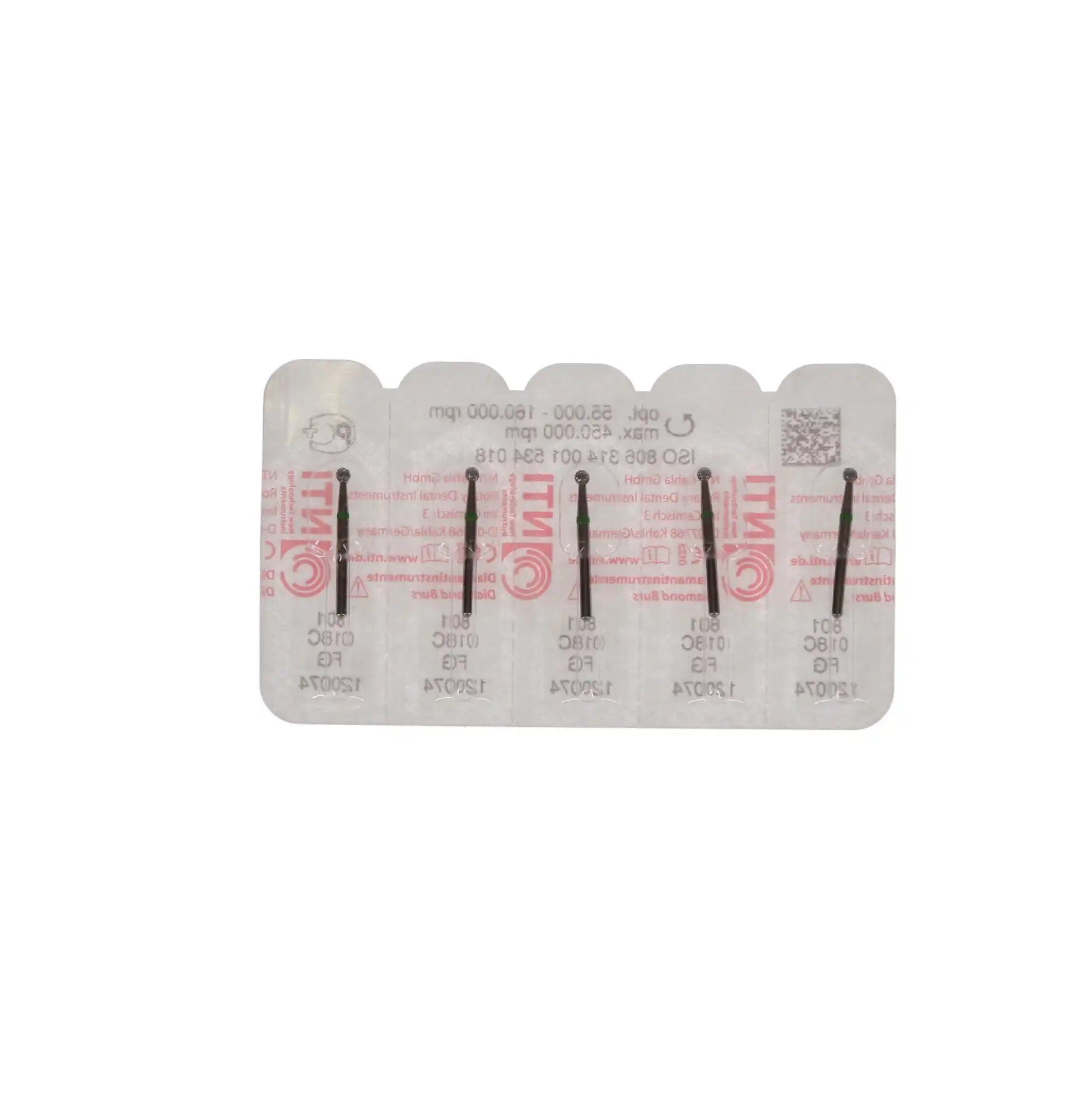 NTI Diamond Bur, FG, Round, #801-018 / C801-018, 1.8 mm, Coarse, Green, 5/Pk thumbnail 5