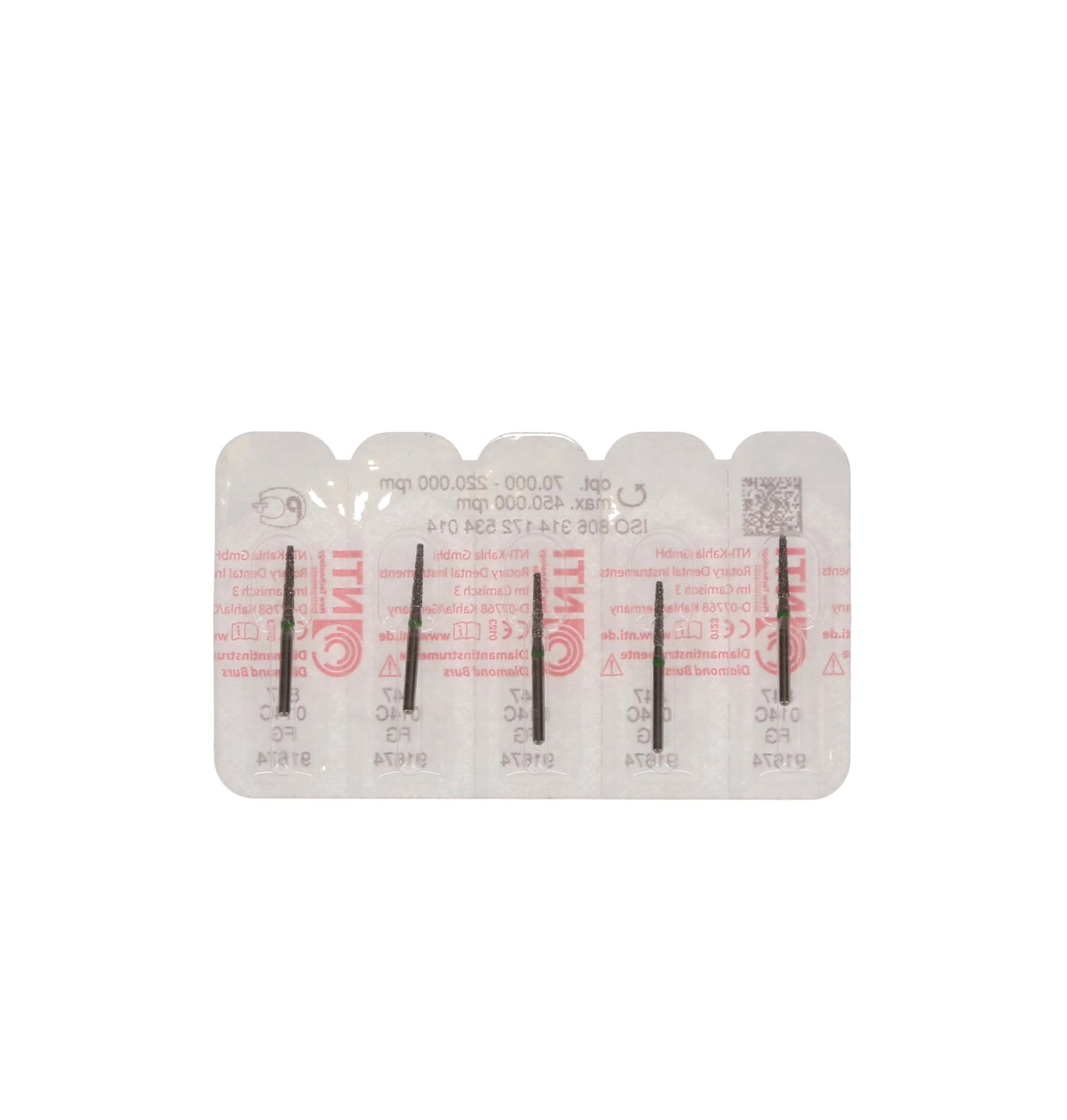 NTI Diamond Bur, FG, Flat End Taper, #847-014, 1.4 mm, Coarse, Green, 5/Pk, C847-014 thumbnail 6