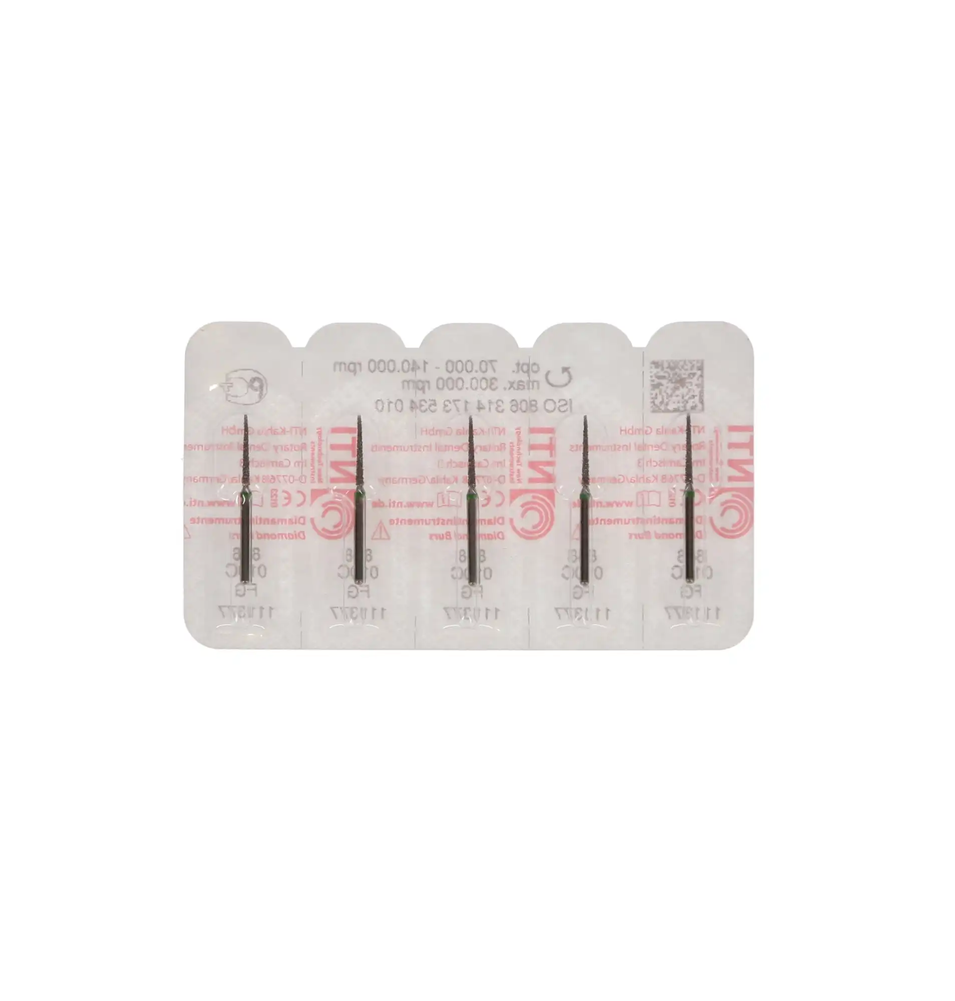 NTI Diamond Bur, FG, Flat End Taper, #848, 1.0 mm, Coarse, Green, 5/Pk, C848-010 thumbnail 5