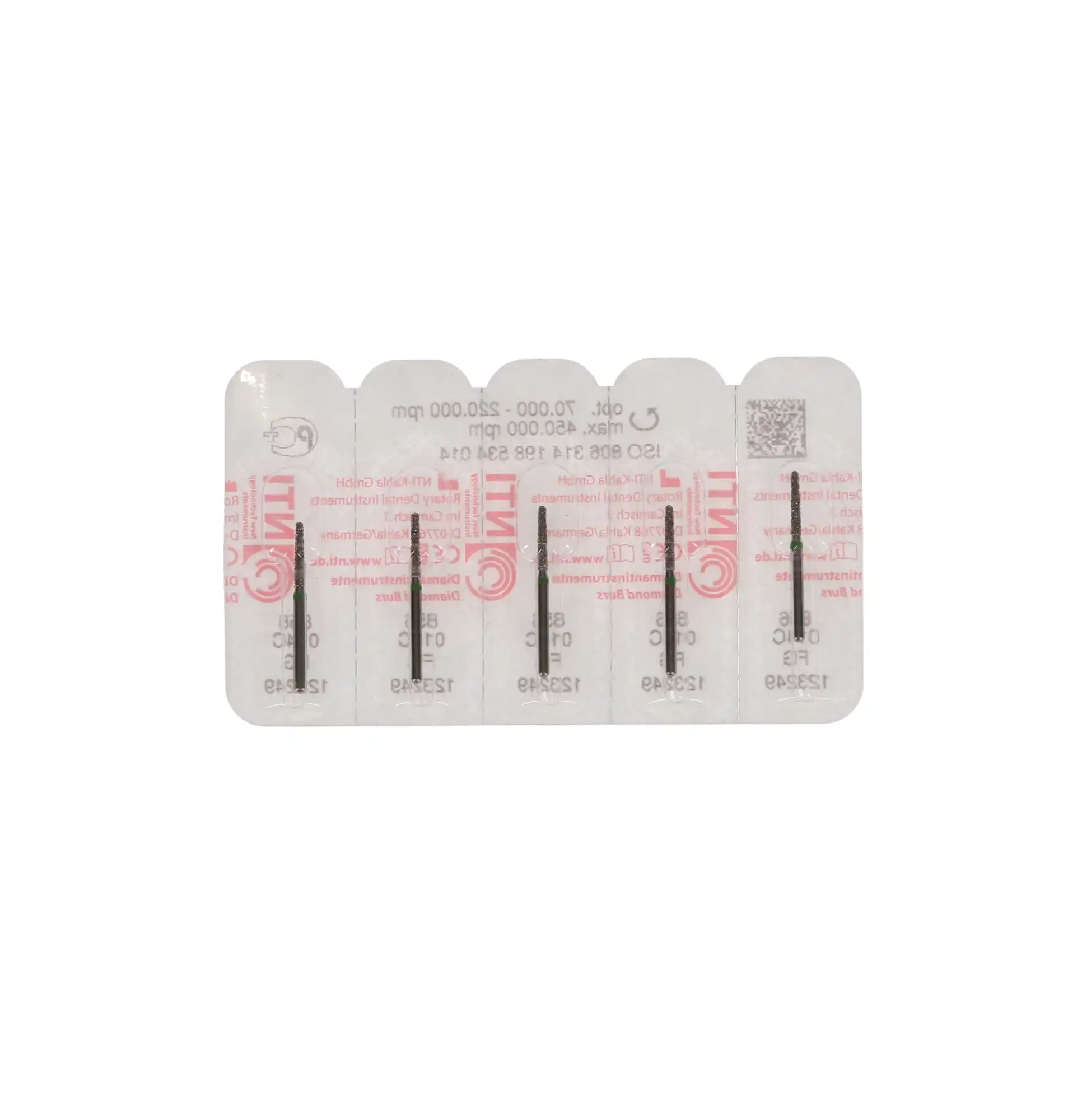 NTI Diamond Bur, FG, Round End Taper, #856-014, 1.4 mm, Coarse, Green, 5/Pk, C856-014 thumbnail 5