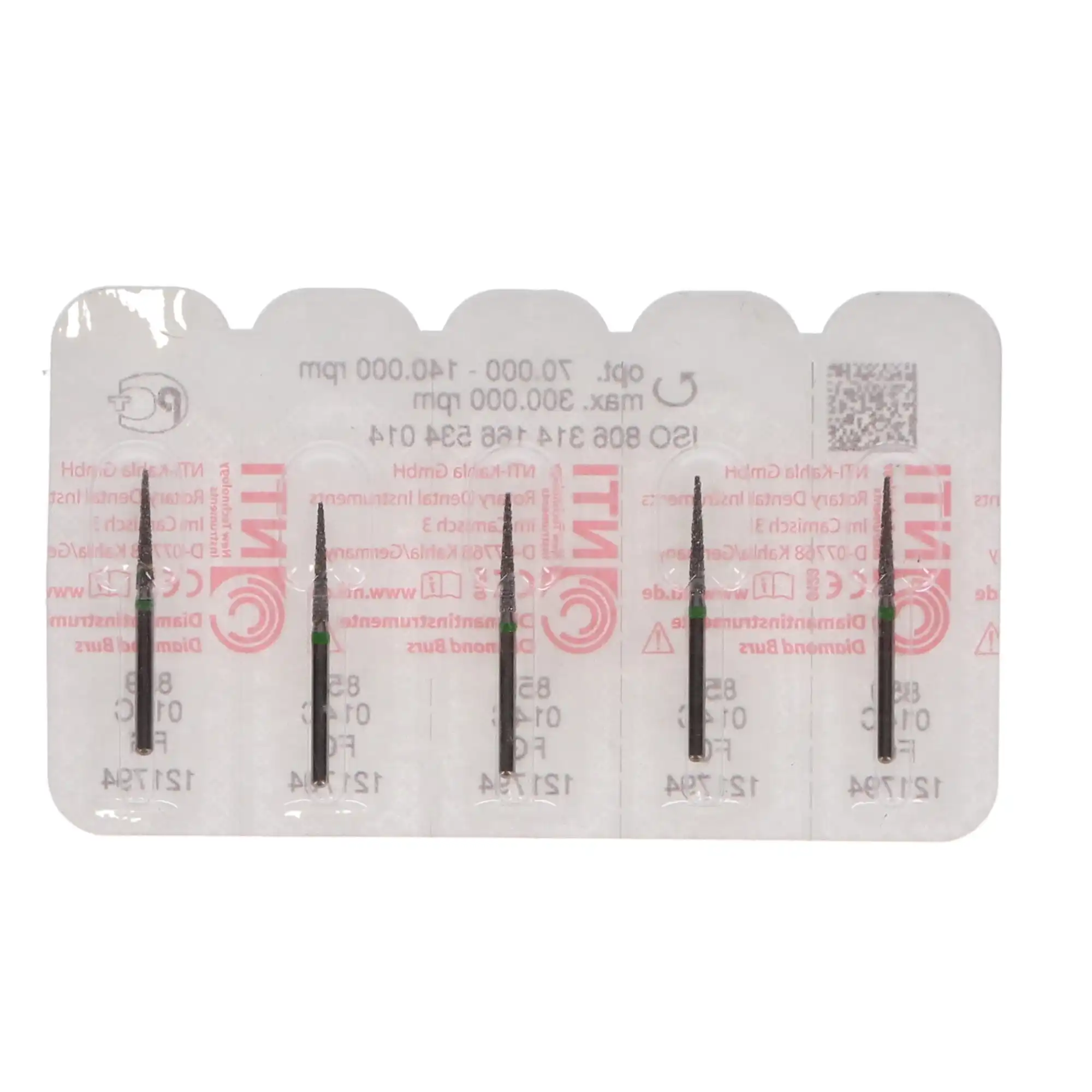 NTI Diamond Bur, FG, Needle, #859-014, 1.4 mm, Coarse, Green, 5/Pk, C859-014 thumbnail 5