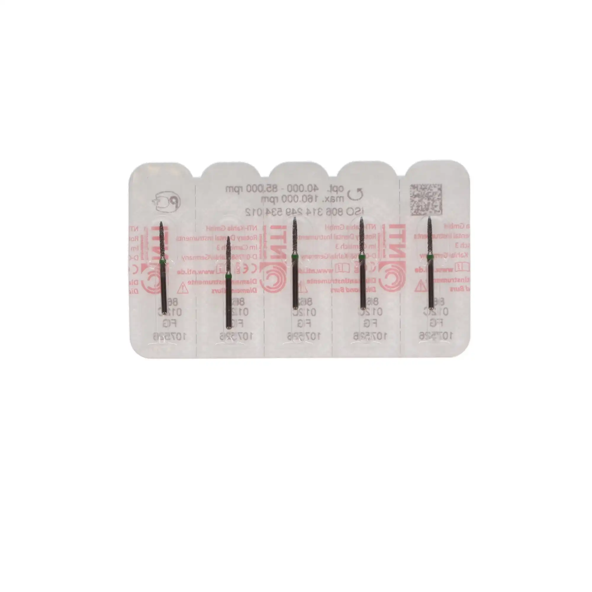 NTI Diamond Bur, FG, Flame, #862-012, 1.2 mm, Coarse, Green, 5/Pk, C862-012 thumbnail 5