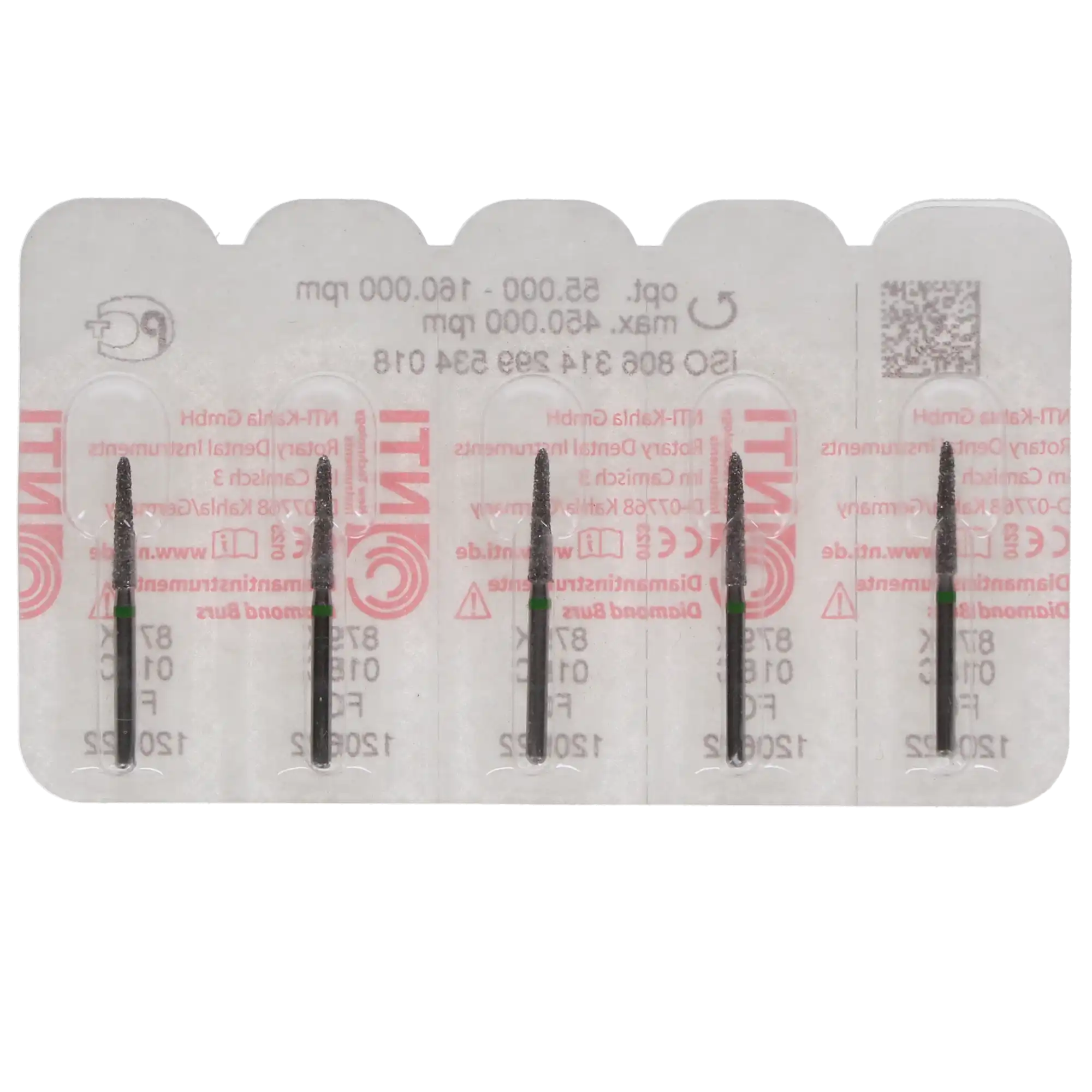 NTI Diamond Bur, FG, Curettage, #C879K-018, 1.8 mm, Coarse, Green, 5/Pk thumbnail 5