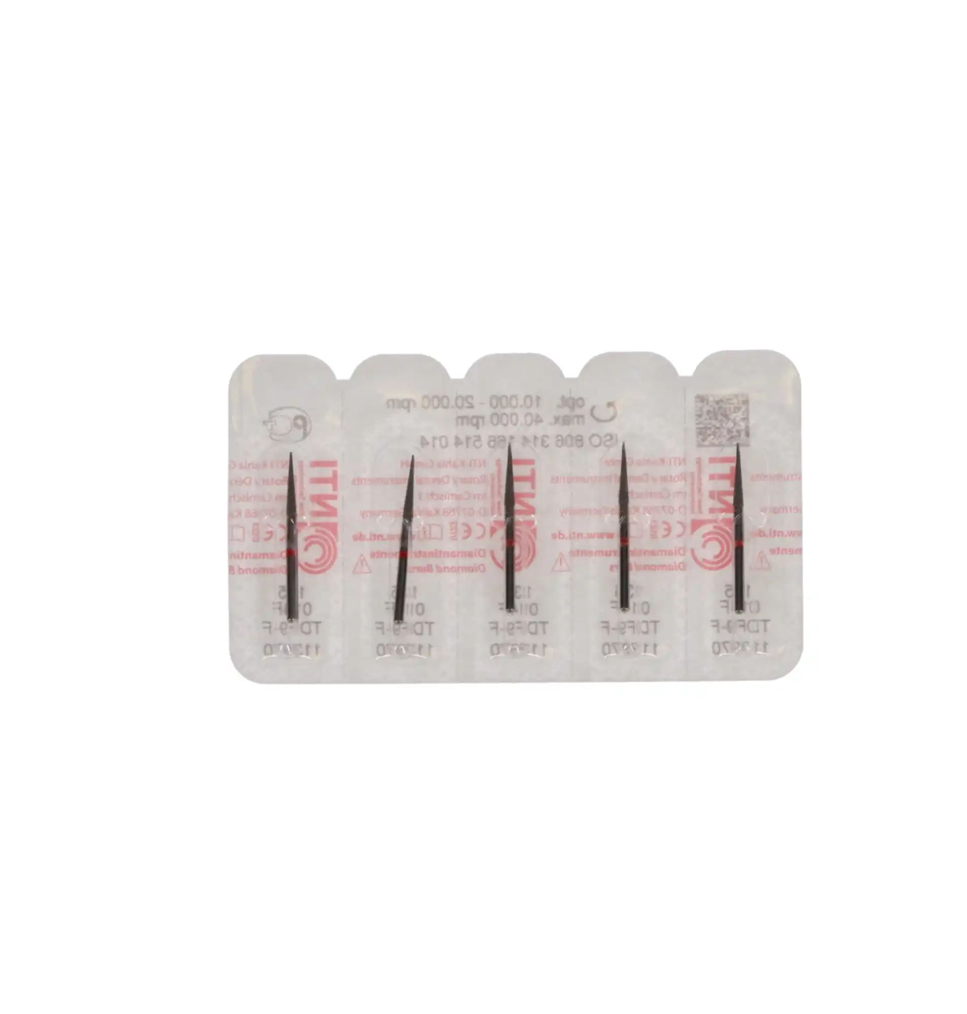 NTI TDF Series Diamond Bur, FG, TDF9, #135-014, Fine, Red, Cone, 5/Pk, F135-014 thumbnail 5