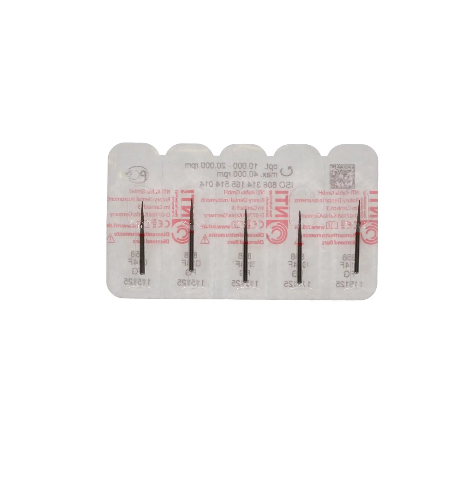 NTI Diamond Bur, FG, Needle, #F858-014, 1.4 mm, Fine, Red, 5/Pk thumbnail 5
