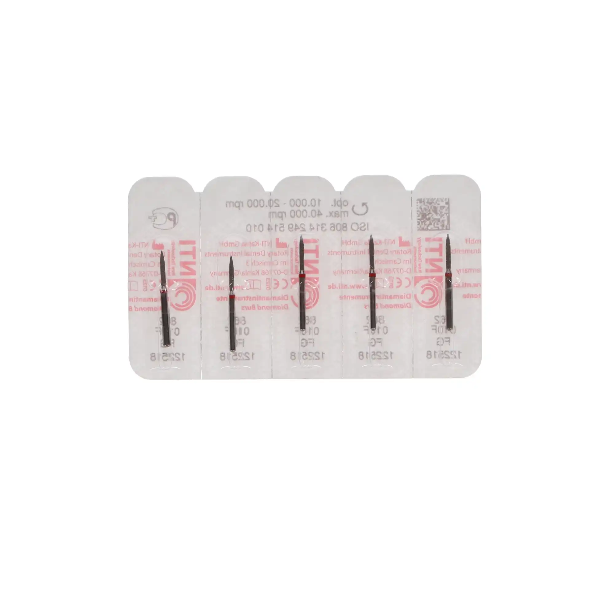 NTI Diamond Bur, FG, Flame, #862-010, 1.0 mm, Fine, Red, 5/Pk, F862-010 thumbnail 5