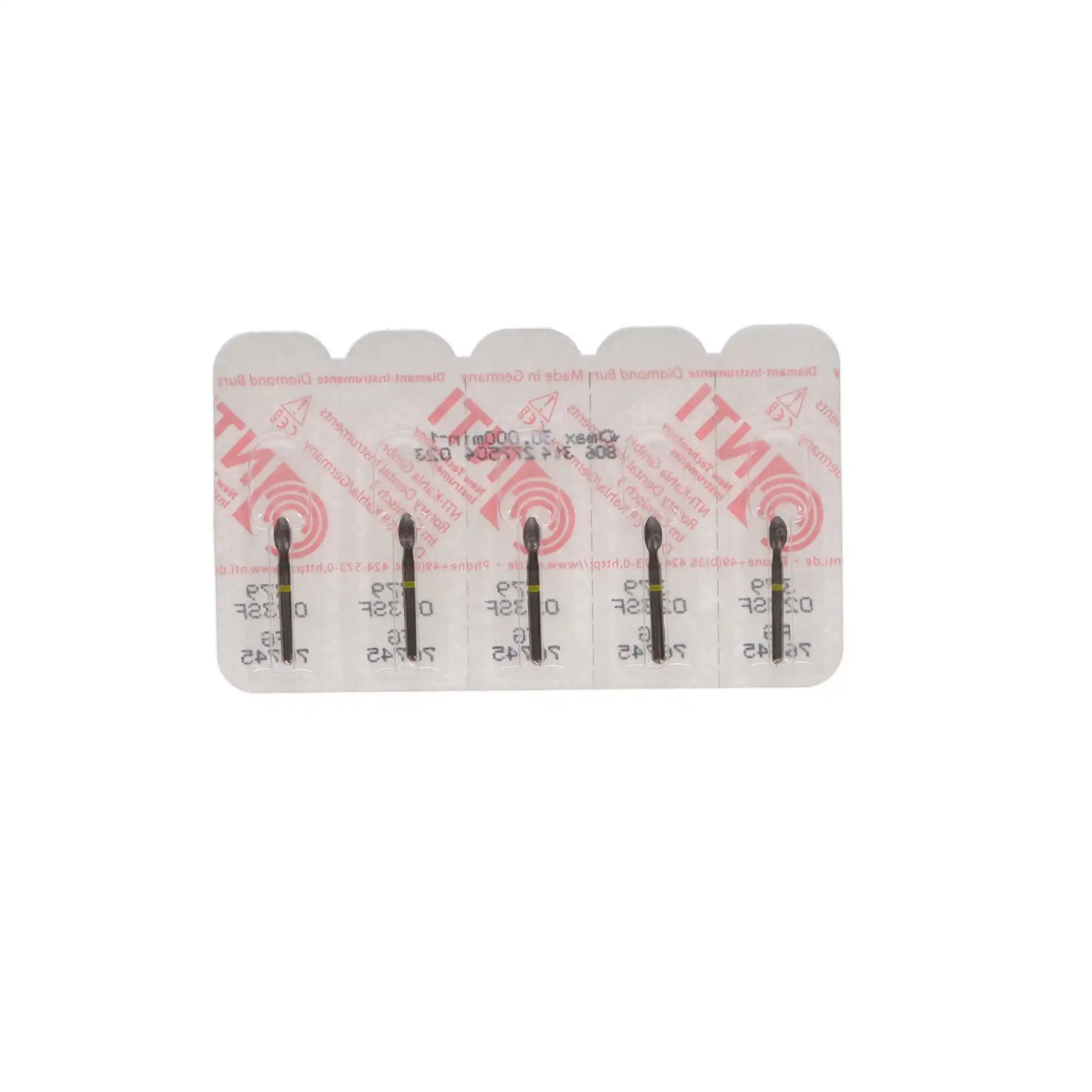NTI Diamond Bur, FG, Football, #379-023, 2.3 mm, Super Fine, Yellow, 5/Pk, SF379-023 thumbnail 5