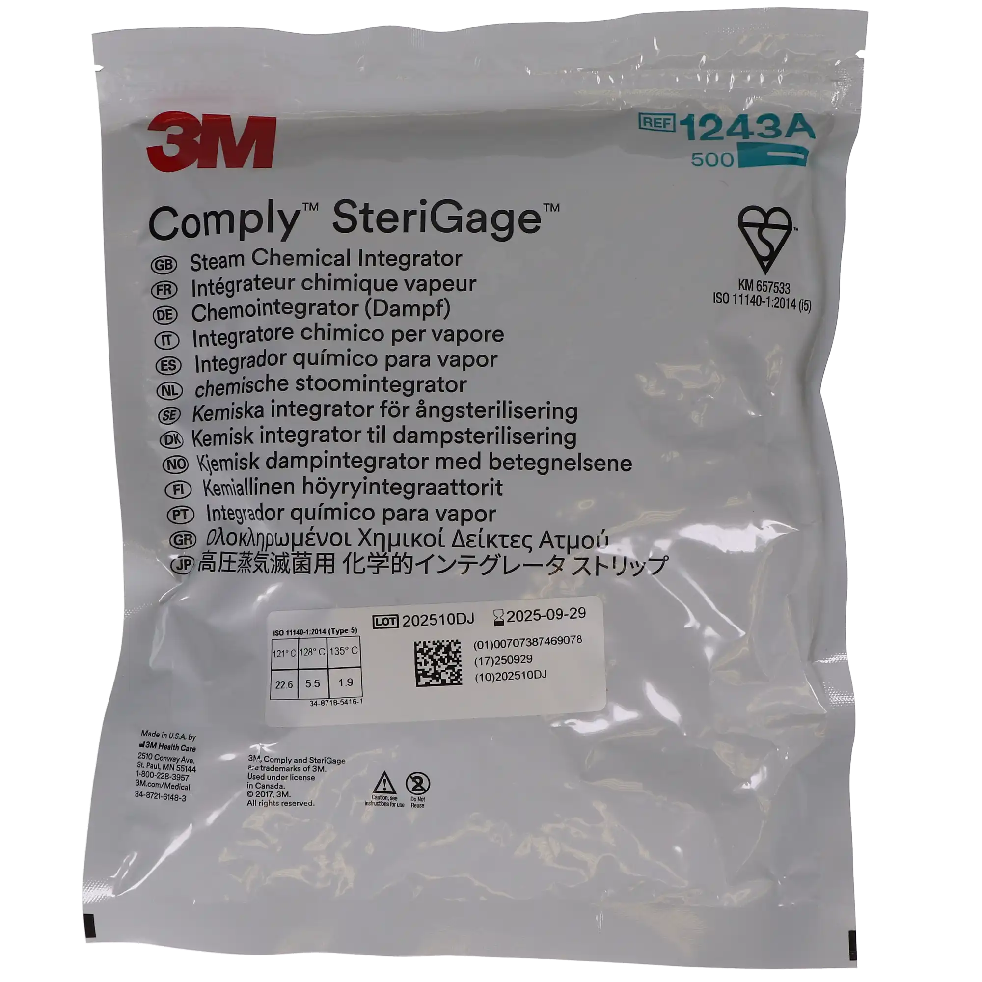 3M Attest (Comply SteriGage) Class 5 Steam Chemical Integrator, 2" x 0.75", 500/Pk, 1243A thumbnail 5