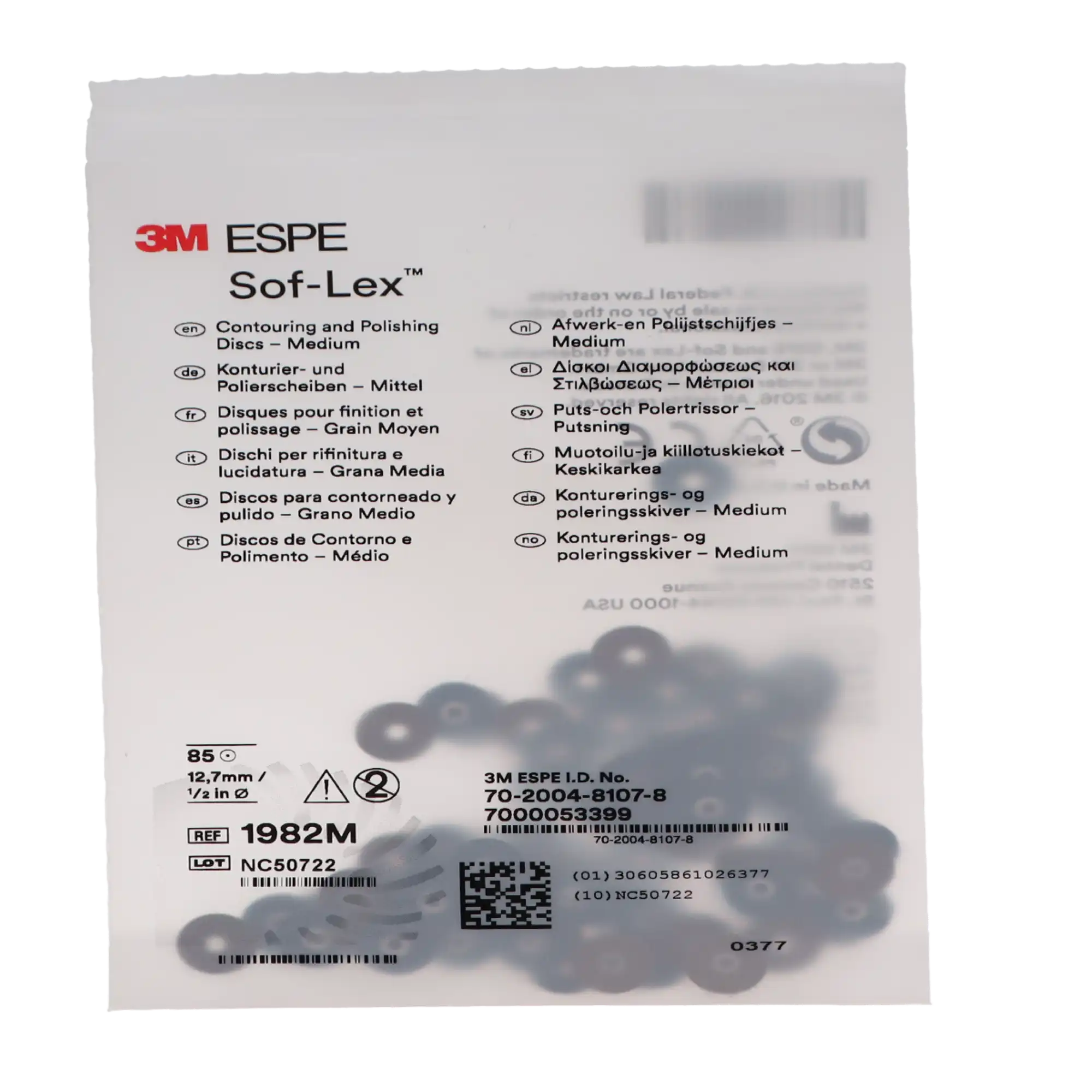 3M Sof-Lex Contouring and Polishing Discs, Pop-On, 1/2" Diameter, Medium Grit, Dark Blue, 85/Pkg, 1982M thumbnail 8