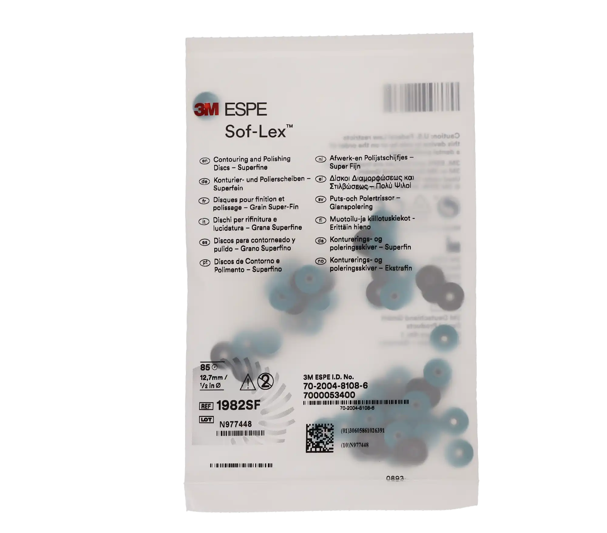 Sof-Lex Contouring and Polishing Discs, Pop-On, 1/2" Diameter, Superfine, Light Blue, 85/Pk, 1982SF thumbnail 8