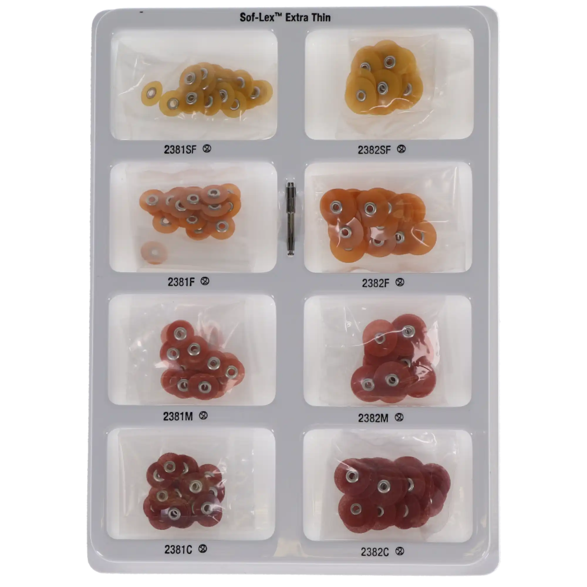 3M Sof-Lex XT Extra-Thin Pop-On Contouring and Polishing Discs Kit, Assorted Grits, 1/2" and 3/8" Diameters, 120 Discs + 1 RA Mandrel, 2380 thumbnail 9