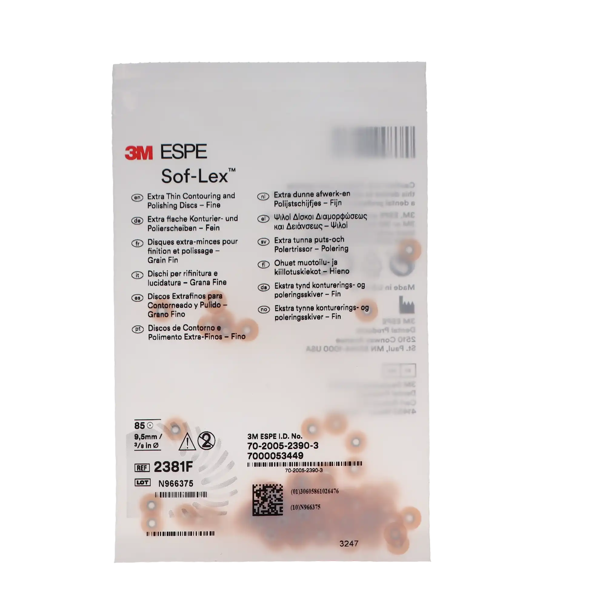 3M Sof-Lex XT Extra-Thin Pop-On Contouring and Polishing Discs, 3/8" Diameter, Fine, Light Orange, 85/Pk, 2381F thumbnail 8