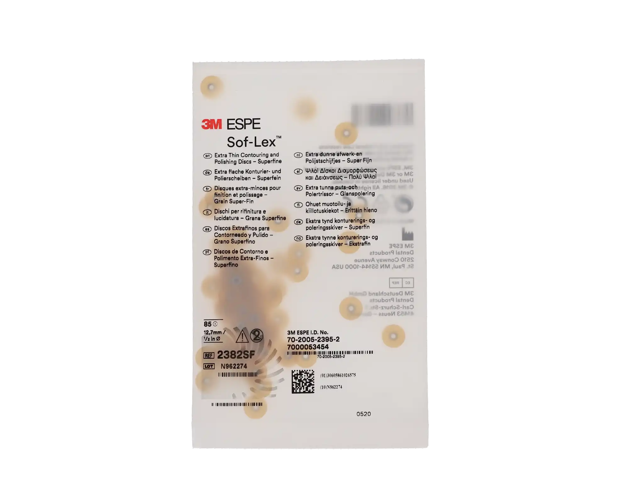 3M Sof-Lex XT Extra-Thin Contouring and Polishing Discs, Pop-On, 1/2" Diameter, Superfine, Yellow, 85/Pk, 2382SF thumbnail 8