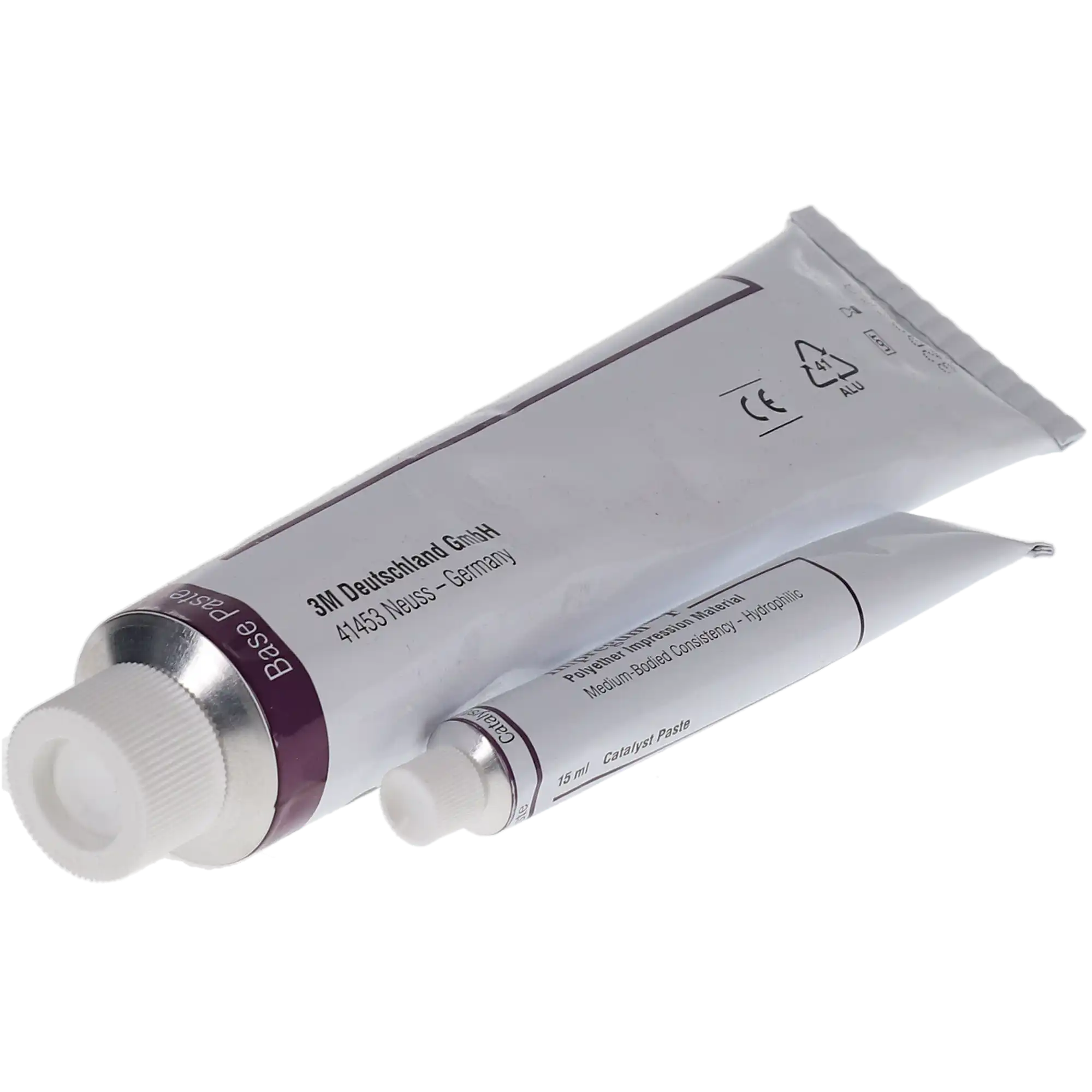 3M Impregum F Polyether Impression Material, Medium Body, Hand Mix, Double Pack, 2 x 120 mL Base Tubes, 2 x 15 mL Catalyst Tubes, 1 Mixing Pad, 31712 thumbnail 3