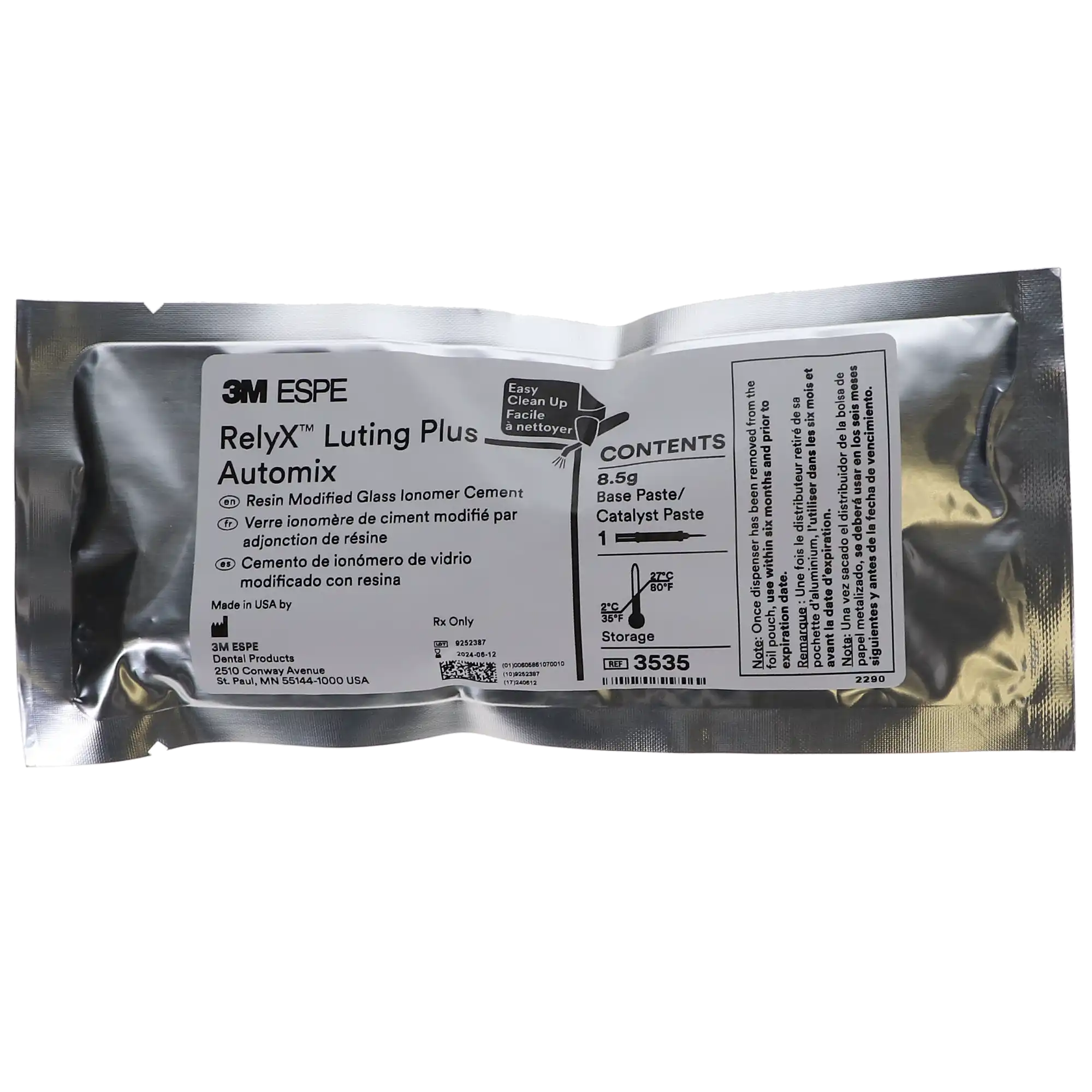3M RelyX Luting Plus Automix Resin-Modified Glass Ionomer Cement, Value Pack, 8.5 g Syringes, 3/Pk, 3535 thumbnail 10
