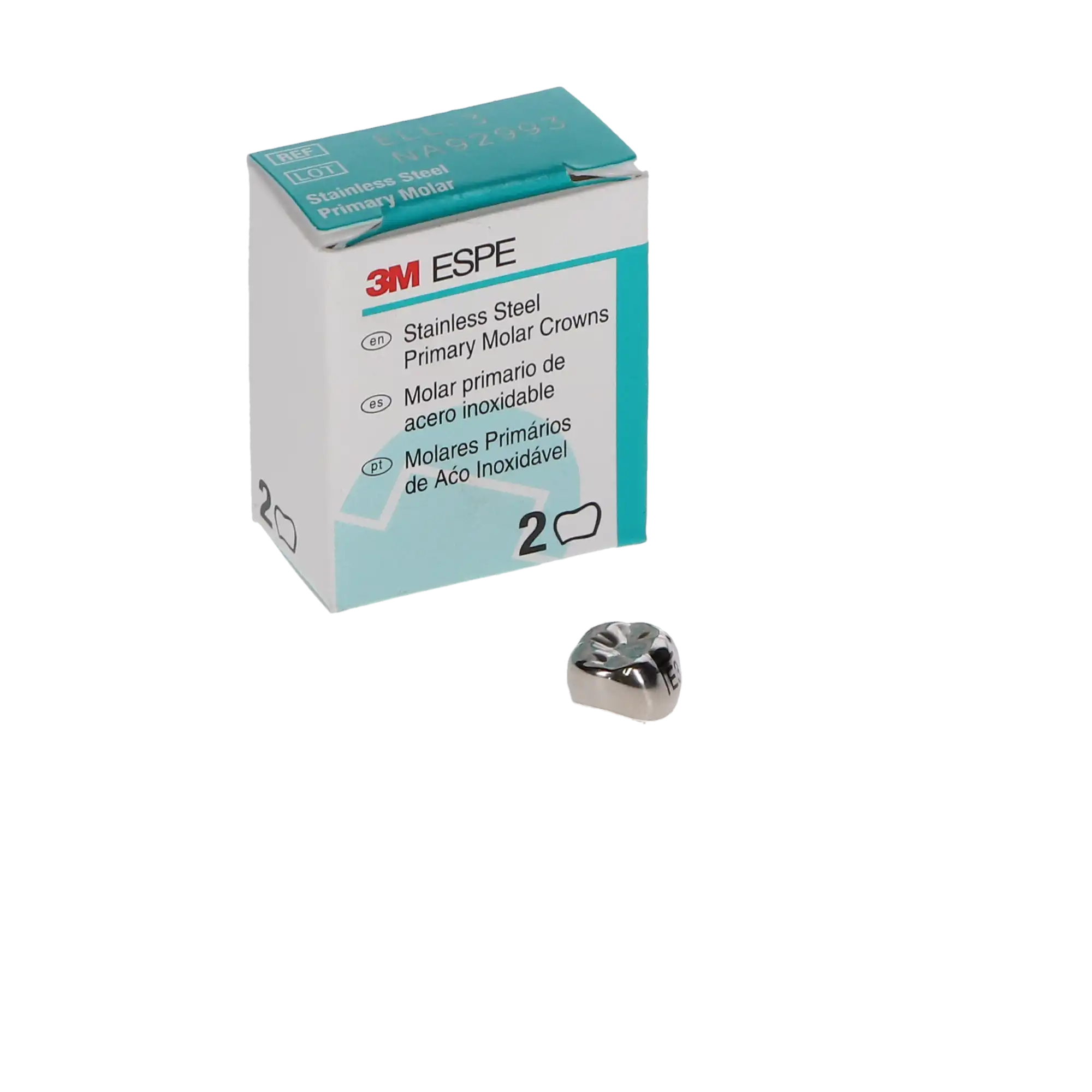 3M ESPE Stainless Steel Primary Molar Crown, Second Primary Molar, Lower Left, Size ELL3, Refill Box of 5, E-LL-3 thumbnail 3