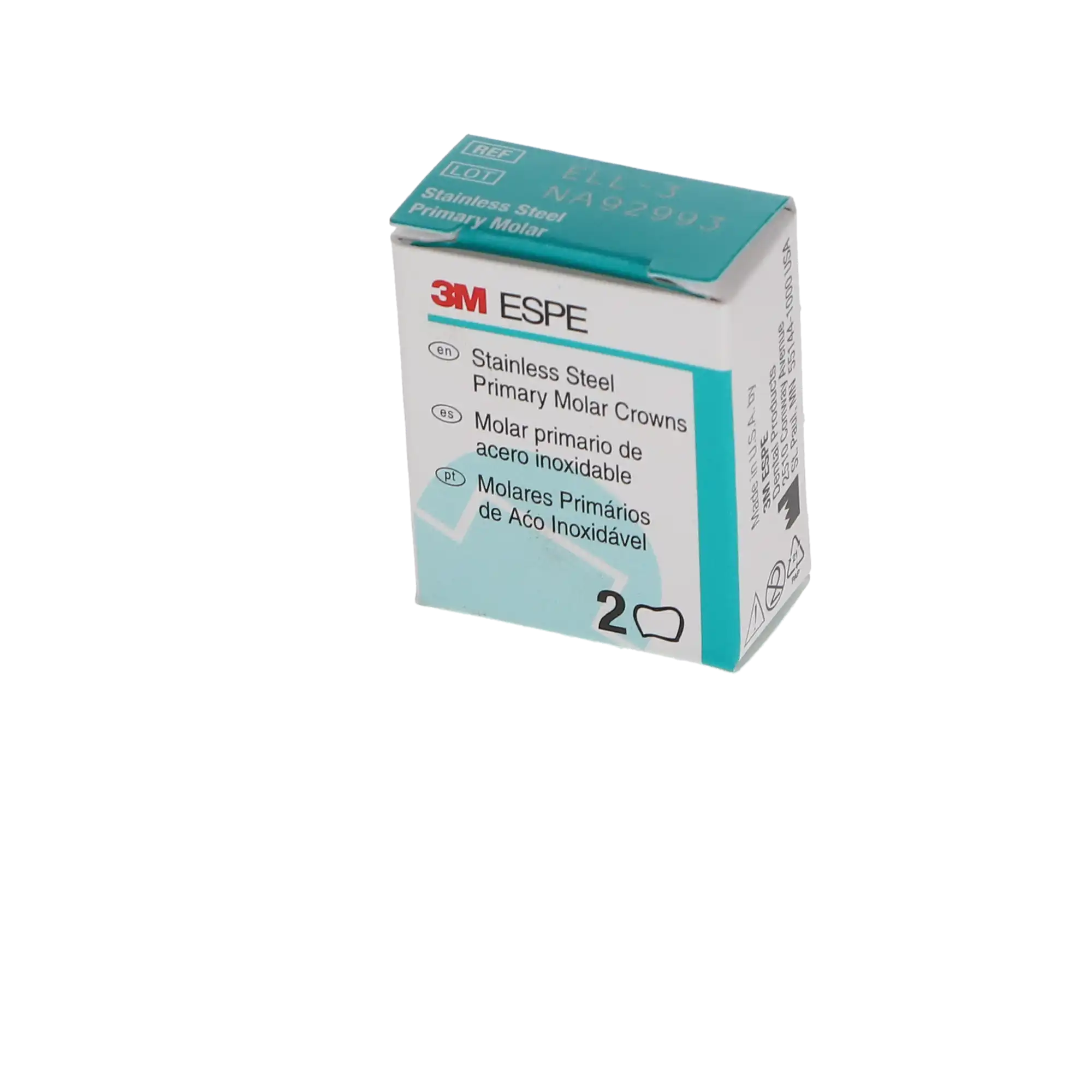 3M ESPE Stainless Steel Primary Molar Crown, Second Primary Molar, Lower Left, Size ELL3, Refill Box of 5, E-LL-3 thumbnail 4