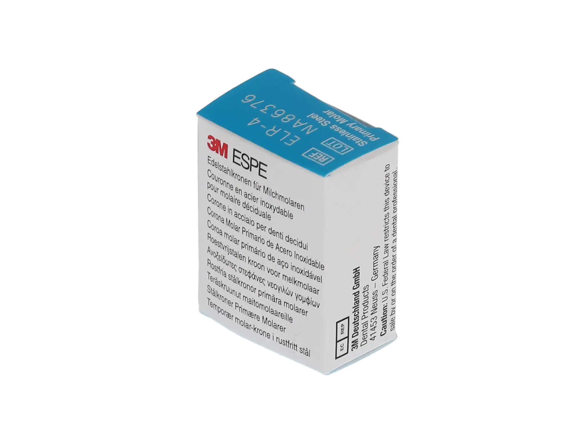 3M ESPE Stainless Steel Primary Molar Crown, Second Primary Molar, Lower Right, Size ELR4, 5/Box, E-LR-4 thumbnail 4