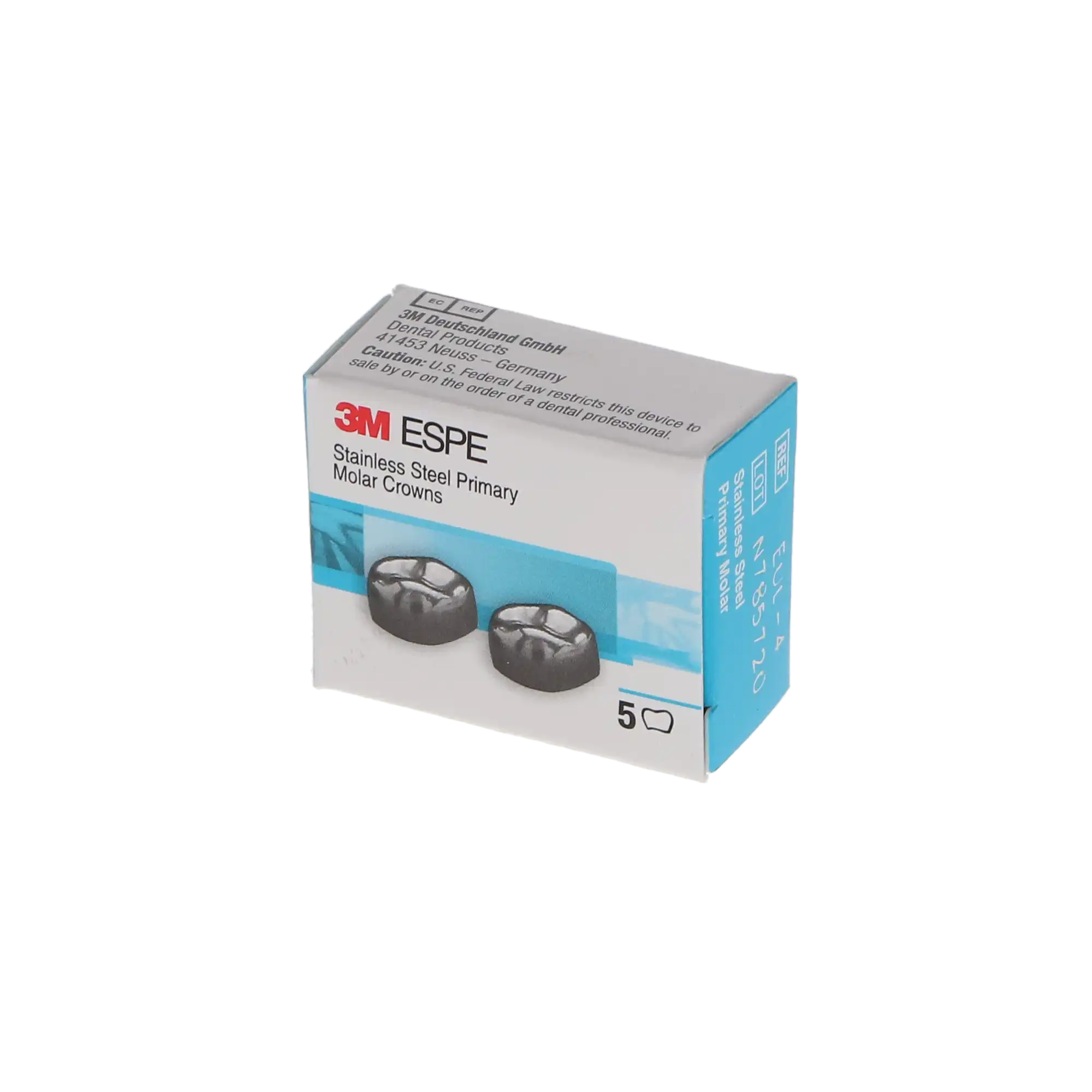 3M ESPE Stainless Steel Primary Molar Crown, Size EUL4, Upper Left Second Primary Molar, Refill Box of 5, E-UL-4 thumbnail 4