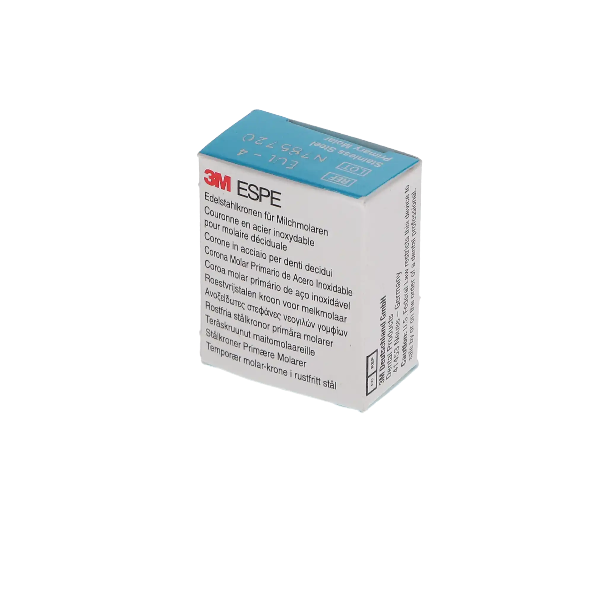 3M ESPE Stainless Steel Primary Molar Crown, Size EUL4, Upper Left Second Primary Molar, Refill Box of 5, E-UL-4 thumbnail 5