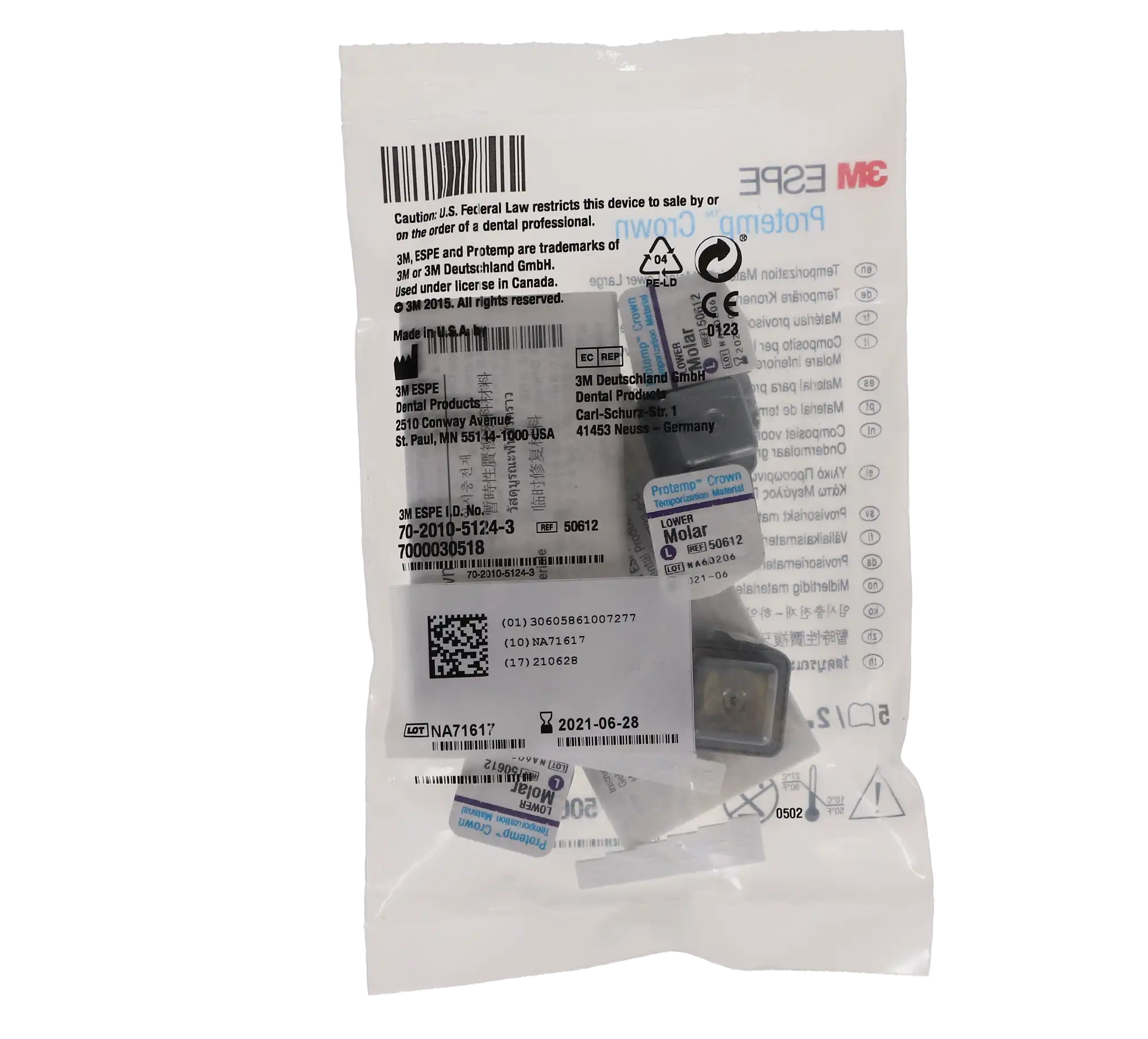 Protemp Crown Temporization Material, Adult Refill, Lower Large Molar, Universal Shade, 5/Pk, 50612 thumbnail 11