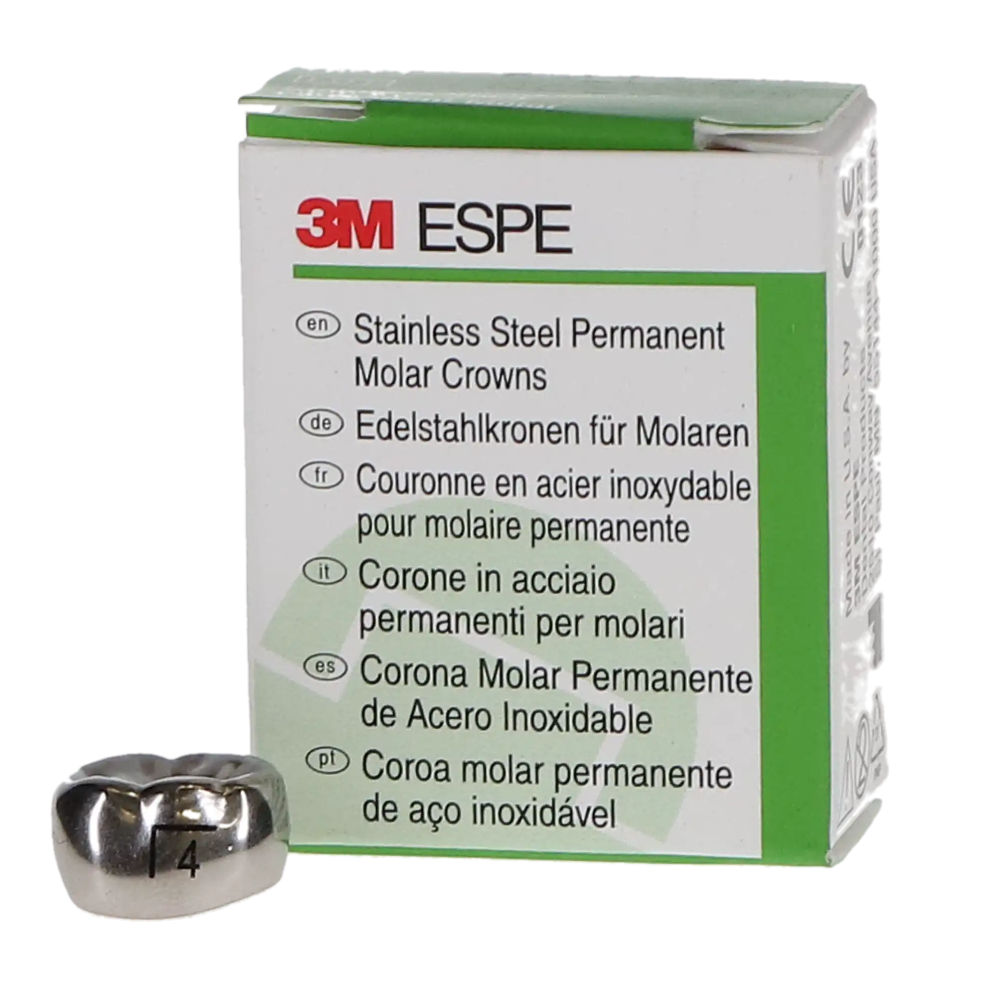 3M ESPE Stainless Steel Permanent Molar Crown, 6LL4, Lower Left First Permanent Molar, Size 4, 5/Box thumbnail 9