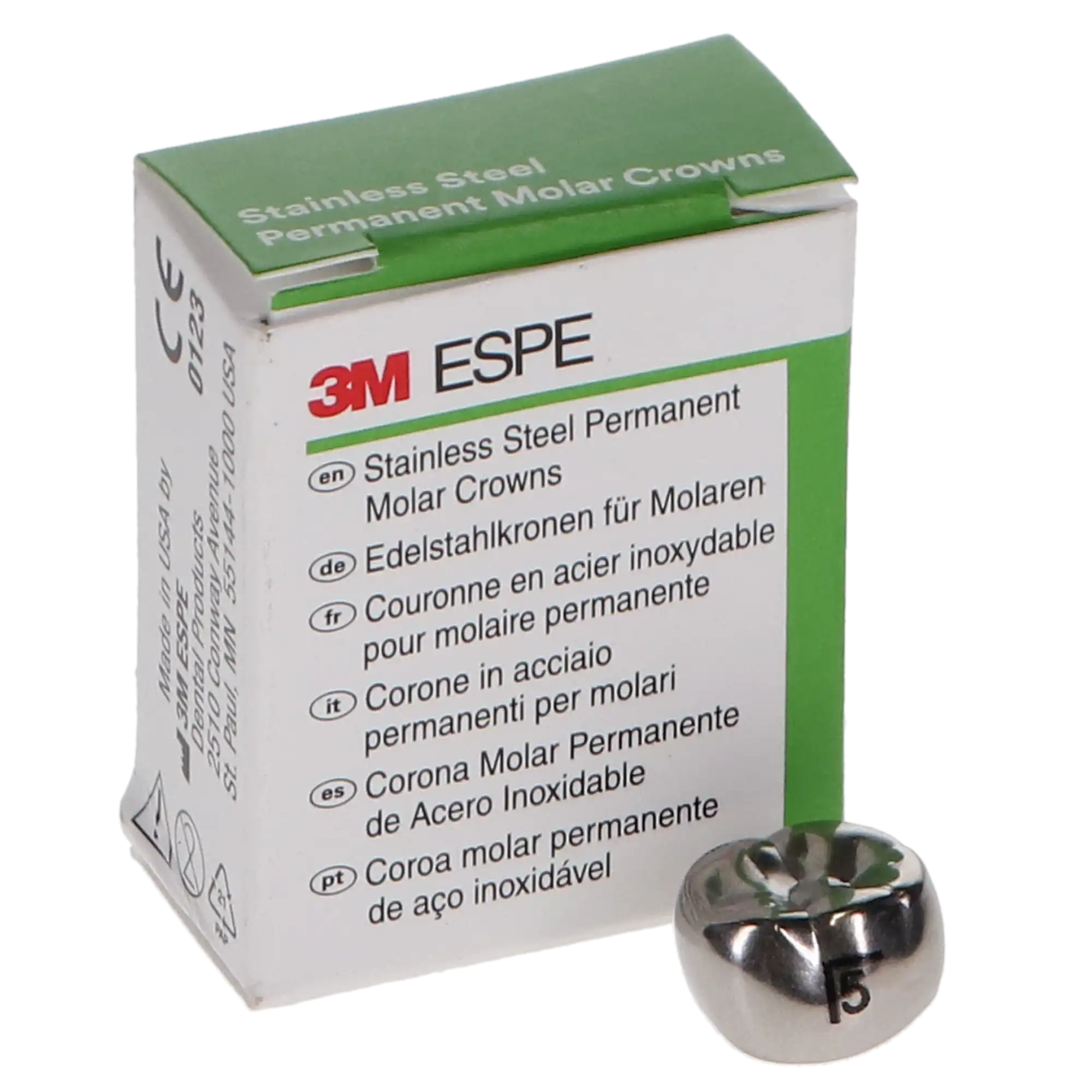 3M ESPE Stainless Steel Permanent Molar Crown, Size 6LL5, Lower Left First Permanent Molar, 5/Box, 6-LL-5 thumbnail 8
