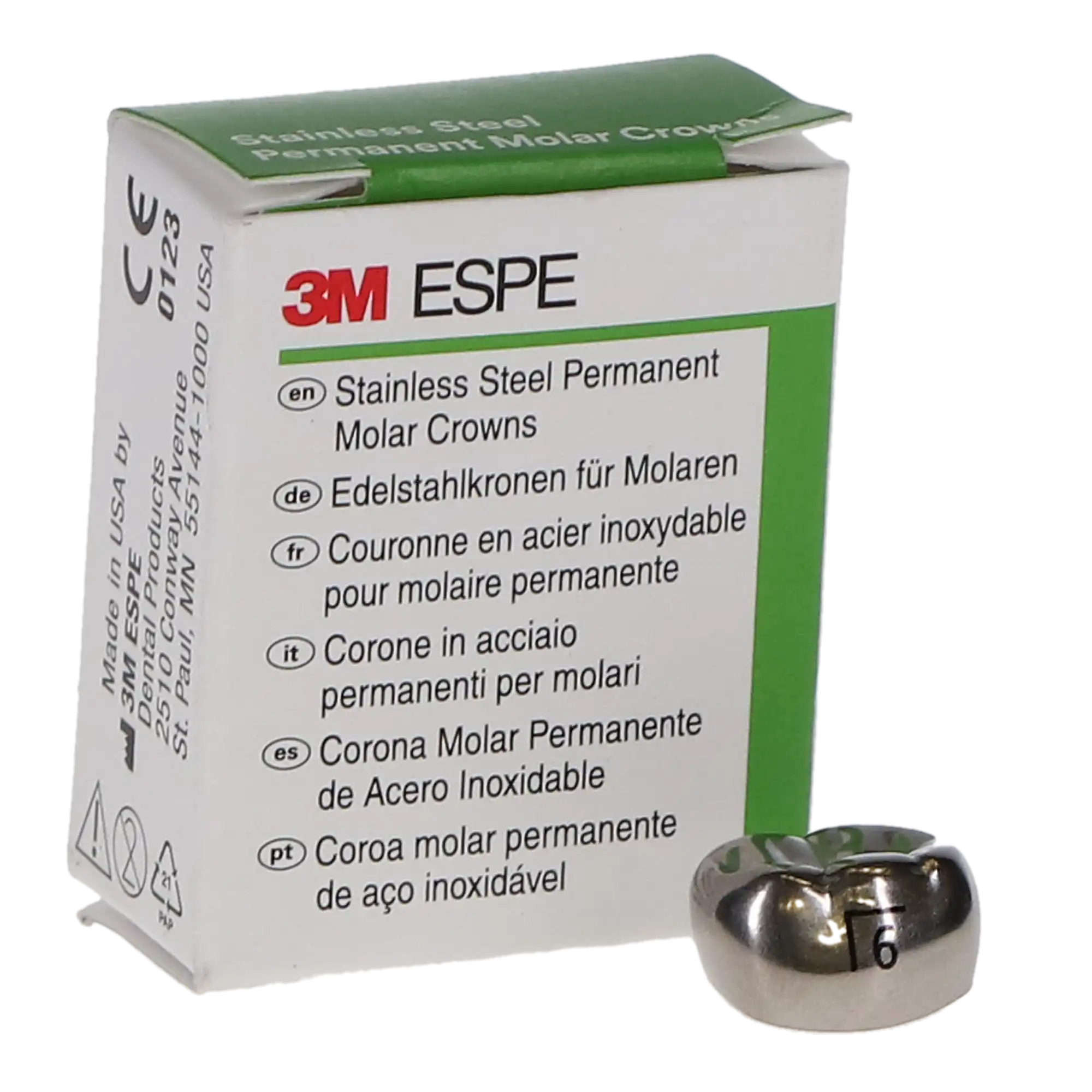 3M ESPE Stainless Steel Permanent Molar Crown, Size 6LL6, Lower Left First Permanent Molar, 5/Box, 6-LL-6 thumbnail 9