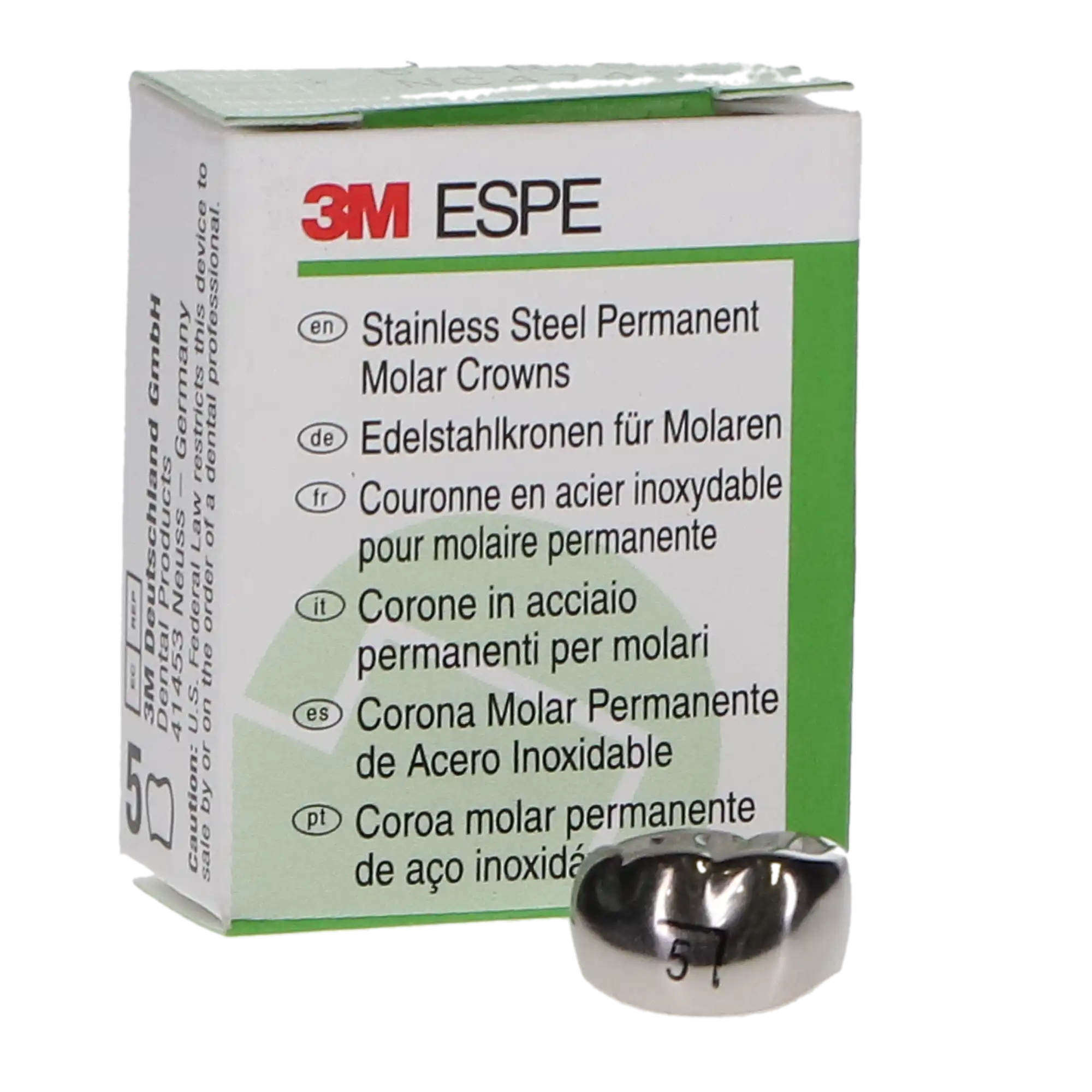 3M ESPE Stainless Steel Permanent Molar Crown, Size 6LR5, Lower Right First Permanent Molar, 5/Box, 6-LR-5 thumbnail 9
