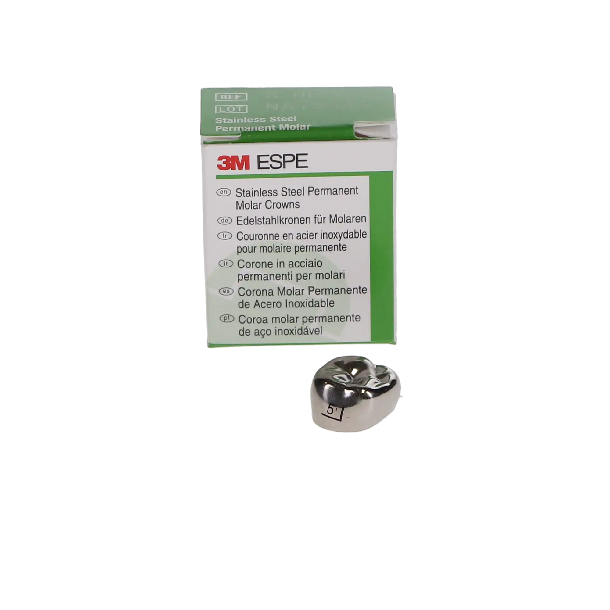 3M ESPE Stainless Steel Permanent Molar Crown, 6UR5, Upper Right First Permanent Molar, Size 5, 5/Box thumbnail 10