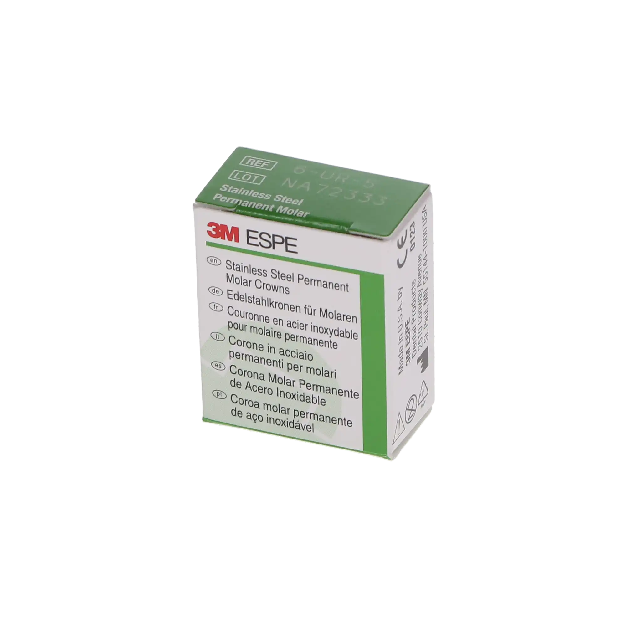 3M ESPE Stainless Steel Permanent Molar Crown, 6UR5, Upper Right First Permanent Molar, Size 5, 5/Box thumbnail 11