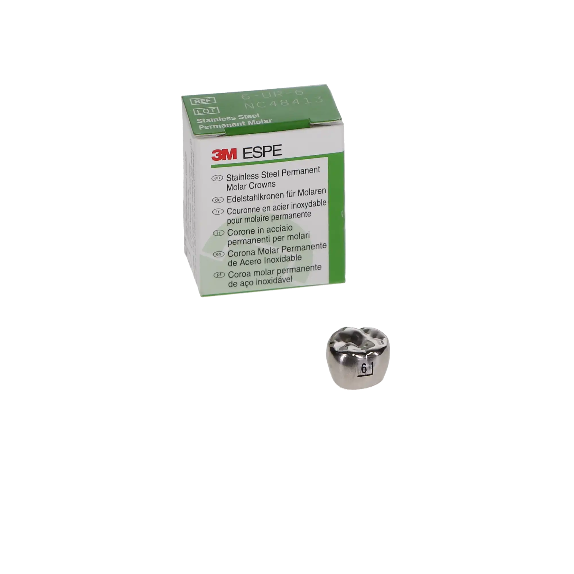 3M ESPE Stainless Steel Permanent Molar Crown, Size 6UR6, Upper Right First Permanent Molar, 5/Box, 6-UR-6 thumbnail 9