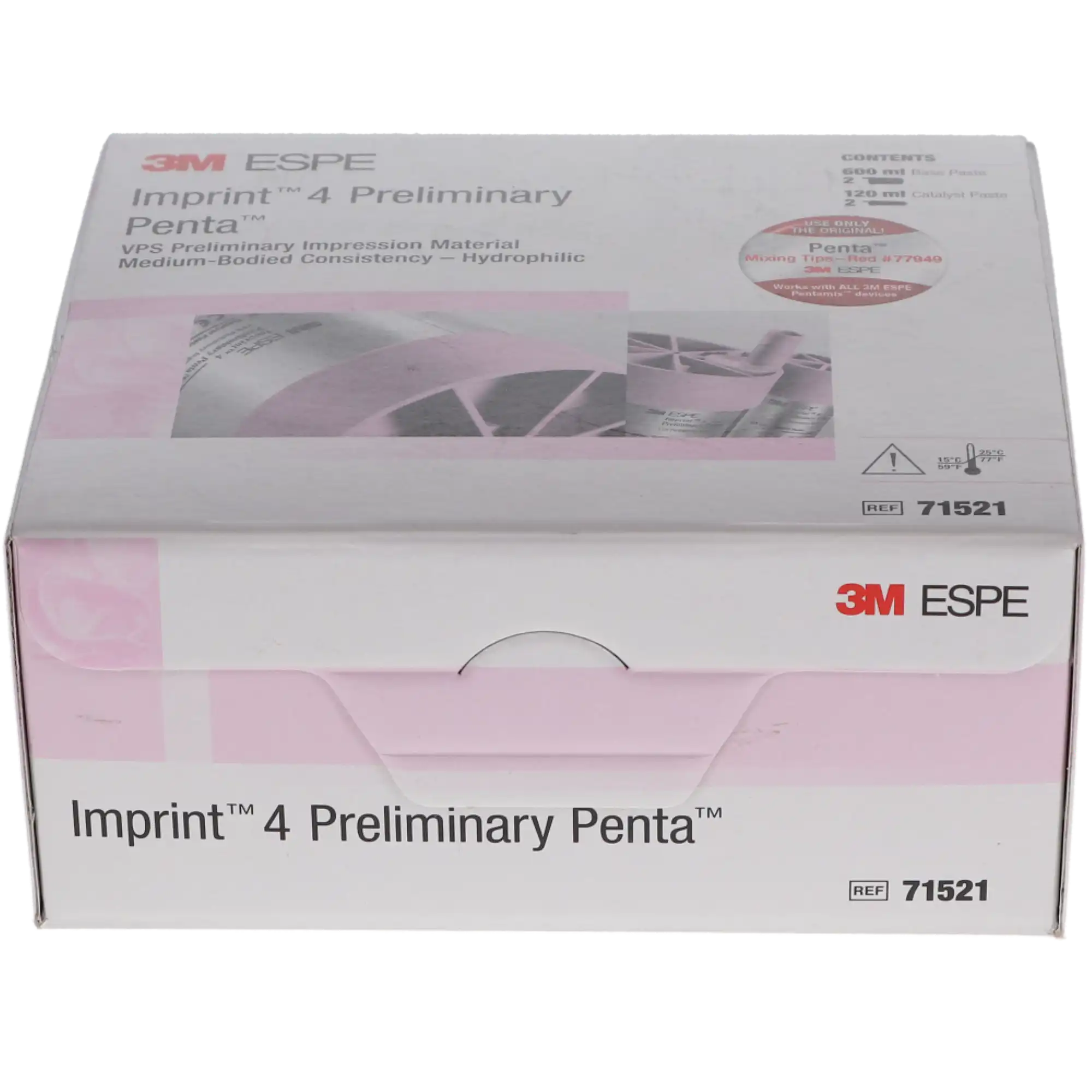 3M Imprint 4 Preliminary Penta VPS Impression Material Refill, Regular Set, Pink, 2 x 300 mL Base Paste + 2 x 60 mL Catalyst, 2/Pk, 71521 thumbnail 5