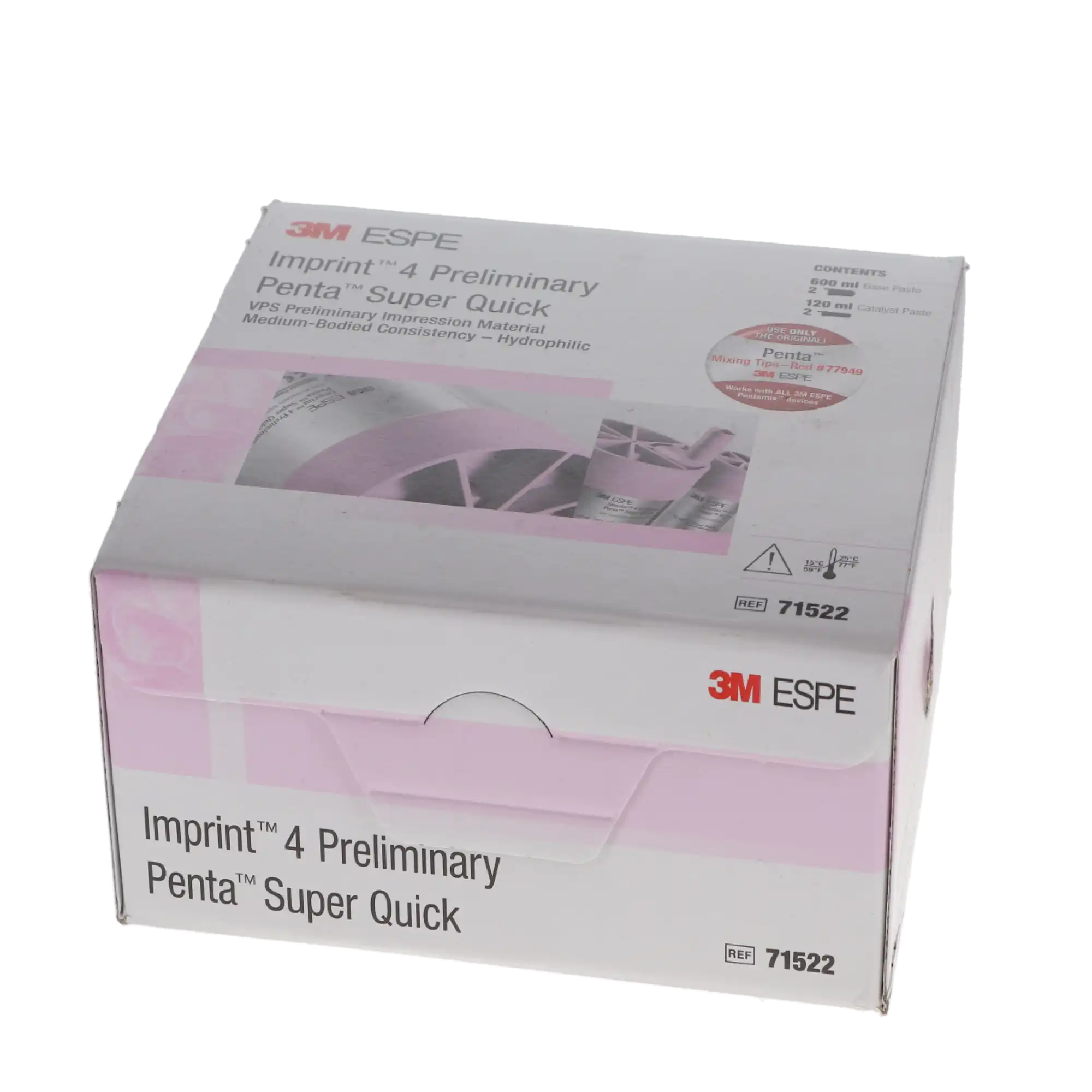 3M Imprint 4 Preliminary Penta Super Quick VPS Impression Material Refill, Pink, 2 x 300 mL Base Paste + 2 x 60 mL Catalyst, 71522 thumbnail 5
