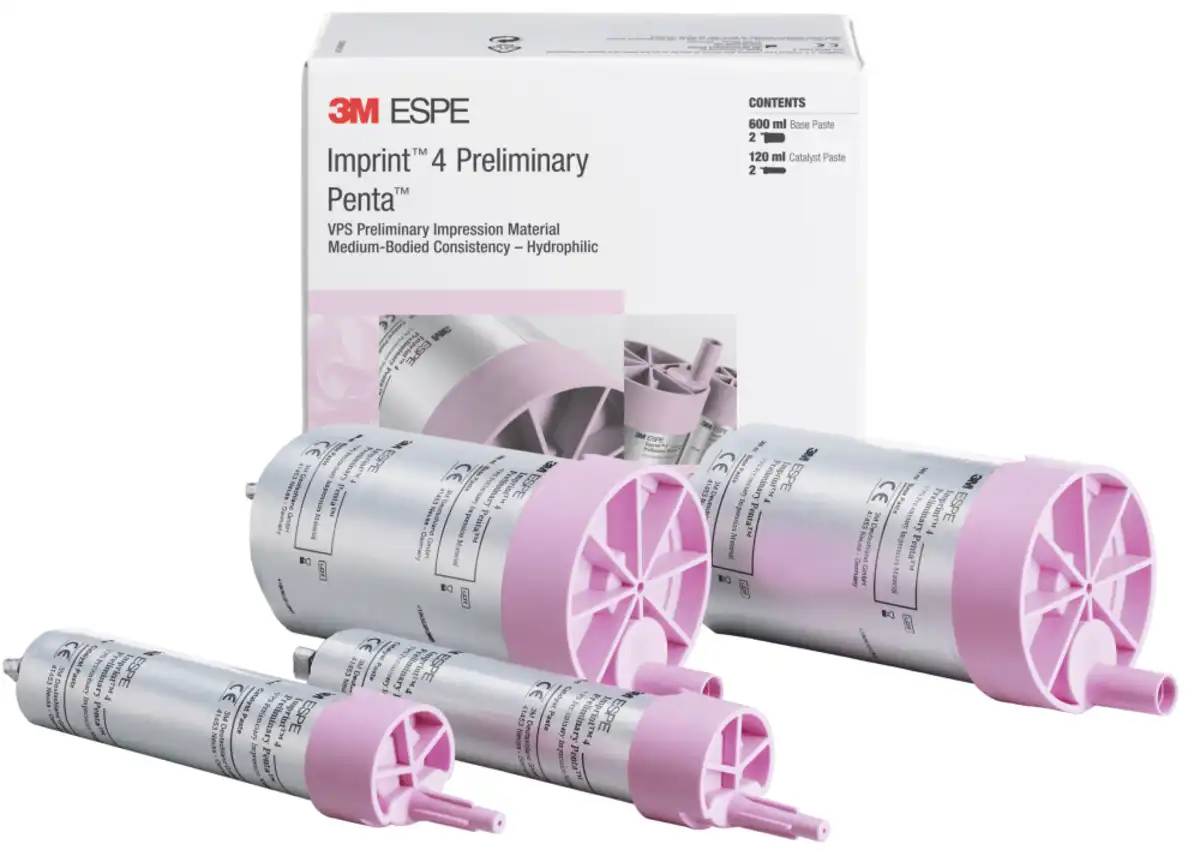 3M Imprint 4 Preliminary Penta VPS Preliminary Impression Material Value Pack, Regular Set, Pink, 6 x 300 mL Base Paste + 6 x 60 mL Catalyst, 71523 thumbnail 2