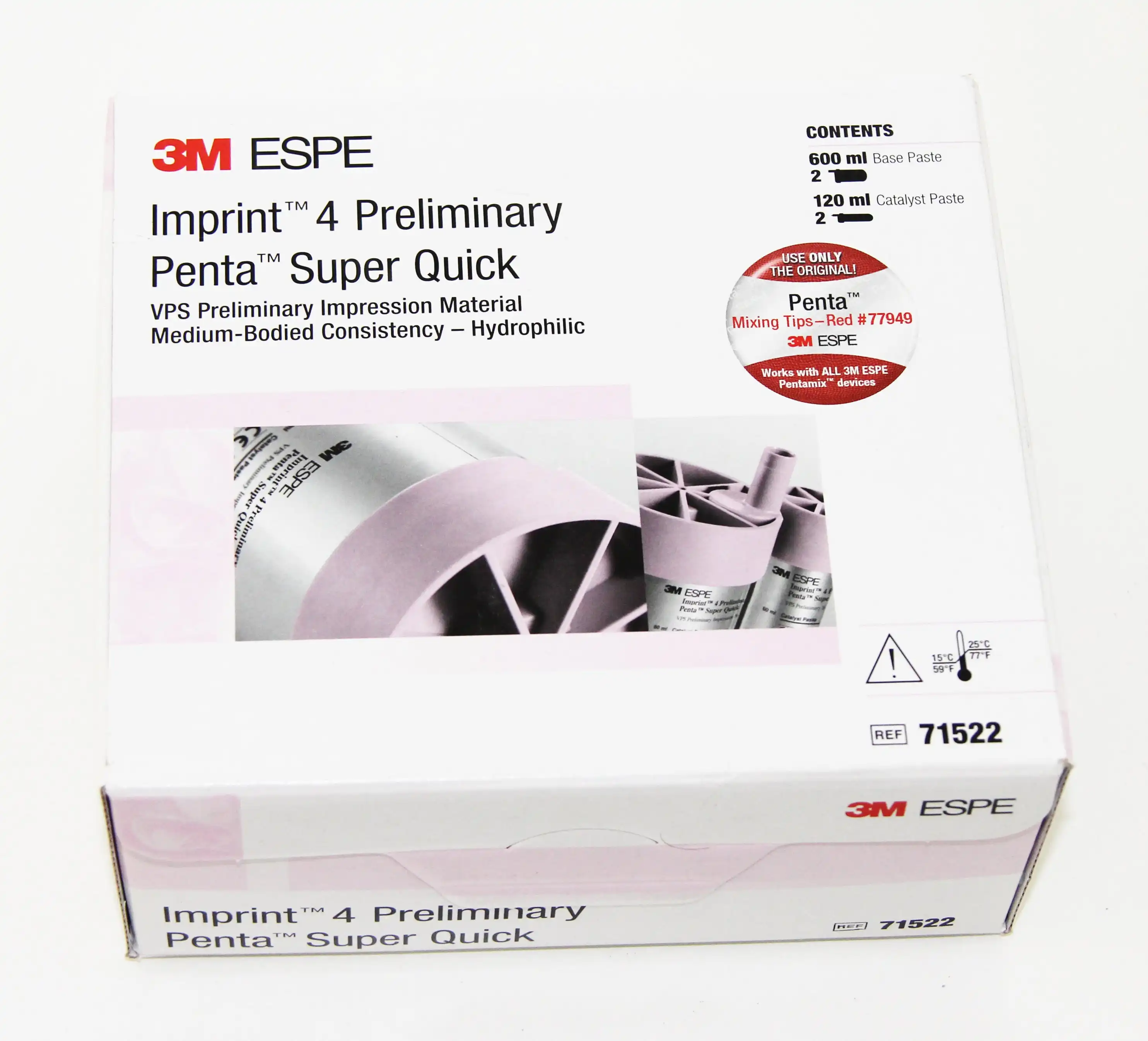 3M Imprint 4 Preliminary Super Quick VPS Impression Material, Economy Pack, 50 mL Cartridges, Pink, Mint, 10/Pk, 71540 thumbnail 2