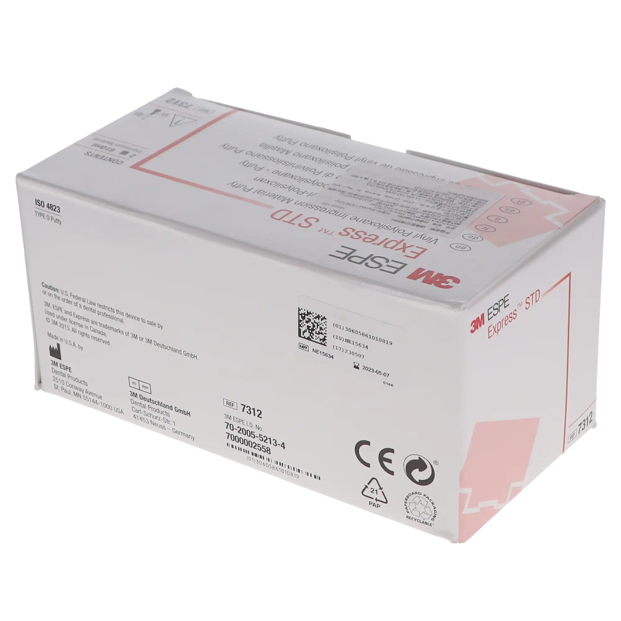 3M Express STD VPS Impression Material Putty, Regular Set, Heavy Body, 2 Jars (Base + Catalyst), 305 mL Each, 7312 thumbnail 4