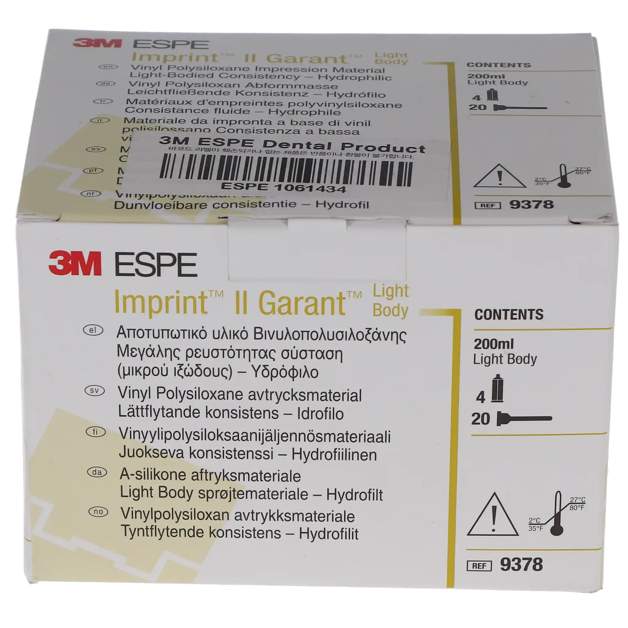 3M Imprint II Garant VPS Impression Material, Light Body, Yellow, 50 ml Cartridge Refill, 4/Pk, 9378 thumbnail 5