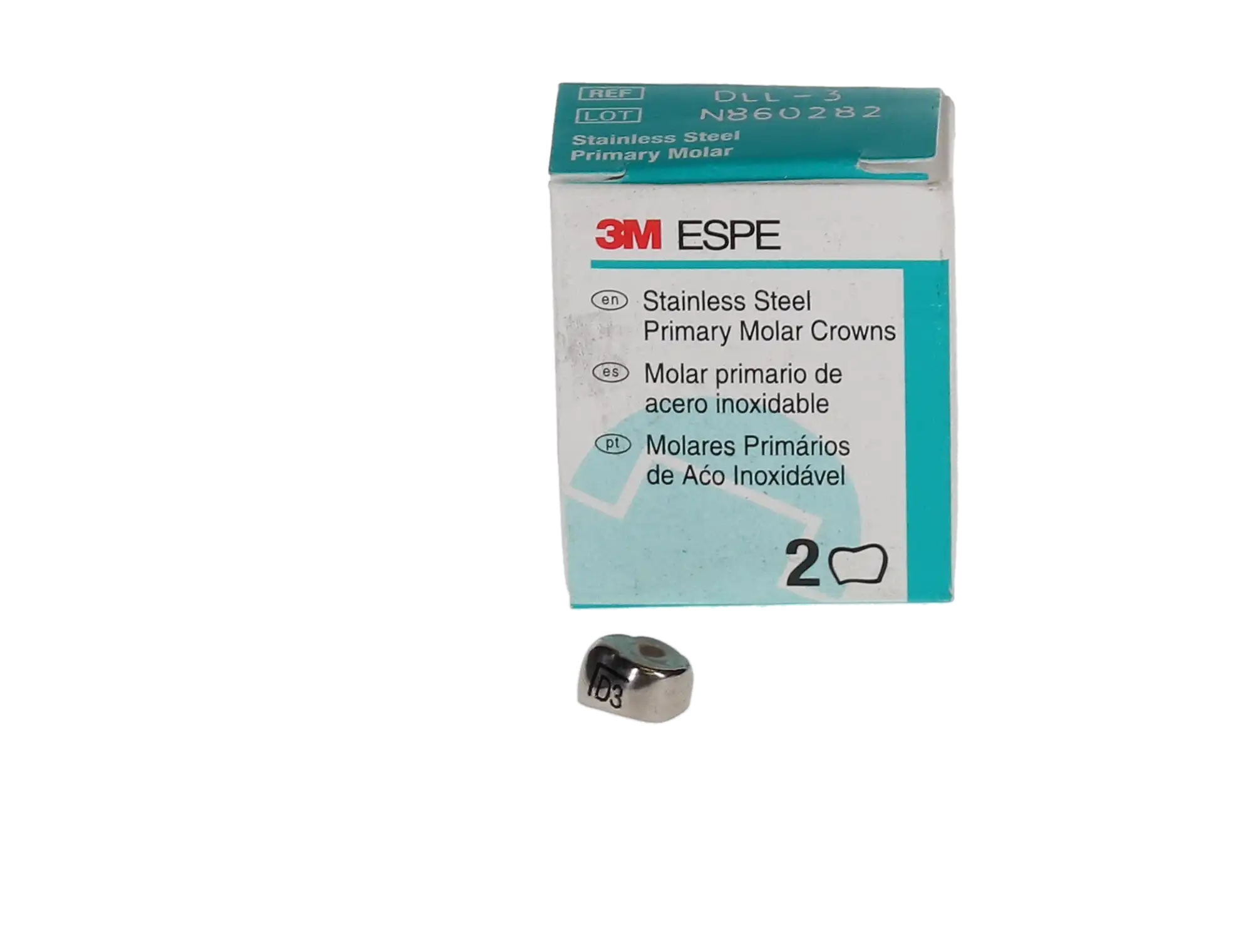 3M ESPE Stainless Steel Primary Molar Crown, First Primary Molar, Lower Left, Size DLL3, 5/Box, D-LL-3 thumbnail 3